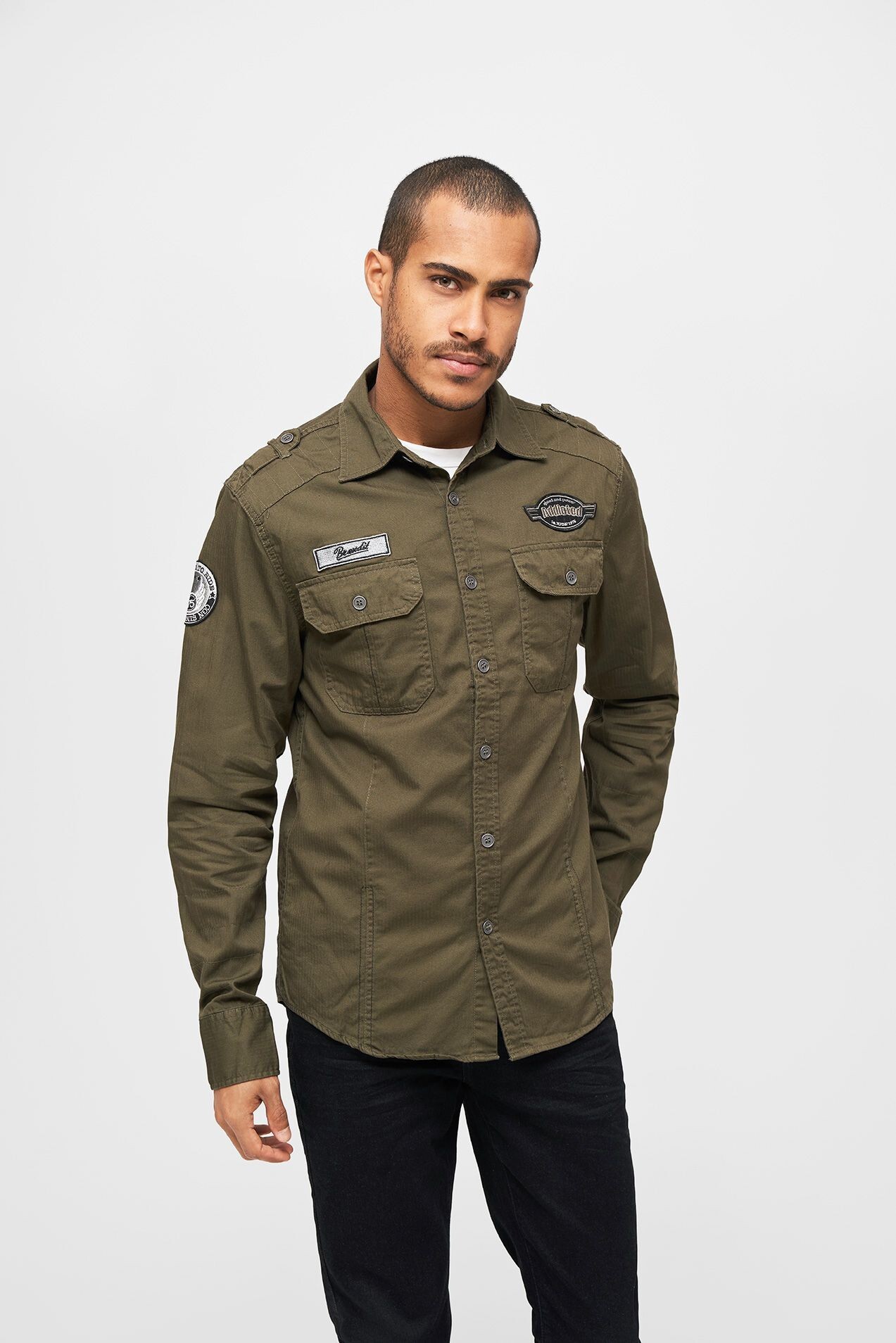 Brandit Luis Vintage Shirt Long Sleeve, oliv, Gr.M