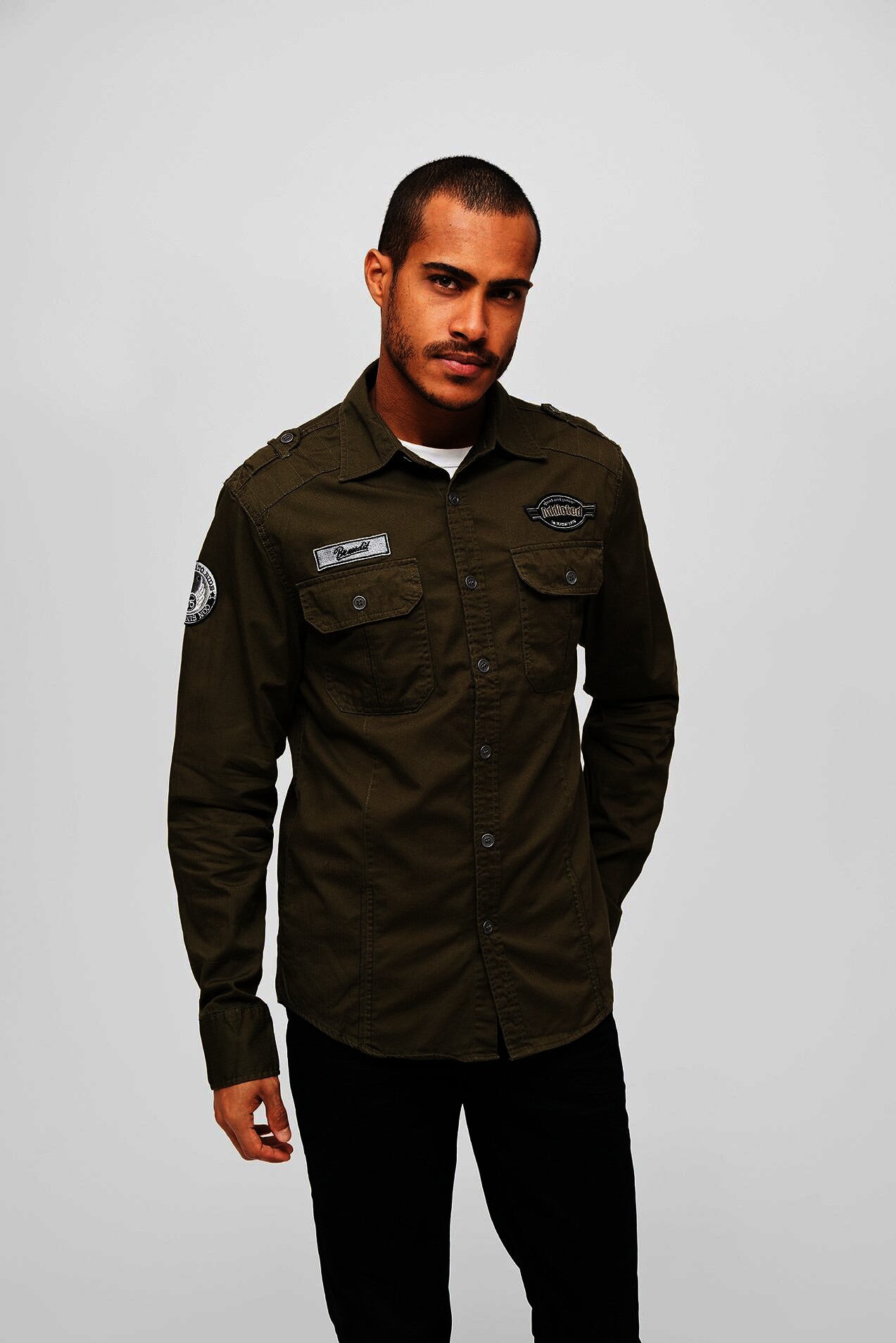 Brandit Luis Vintage Shirt Long Sleeve, oliv, Gr.M