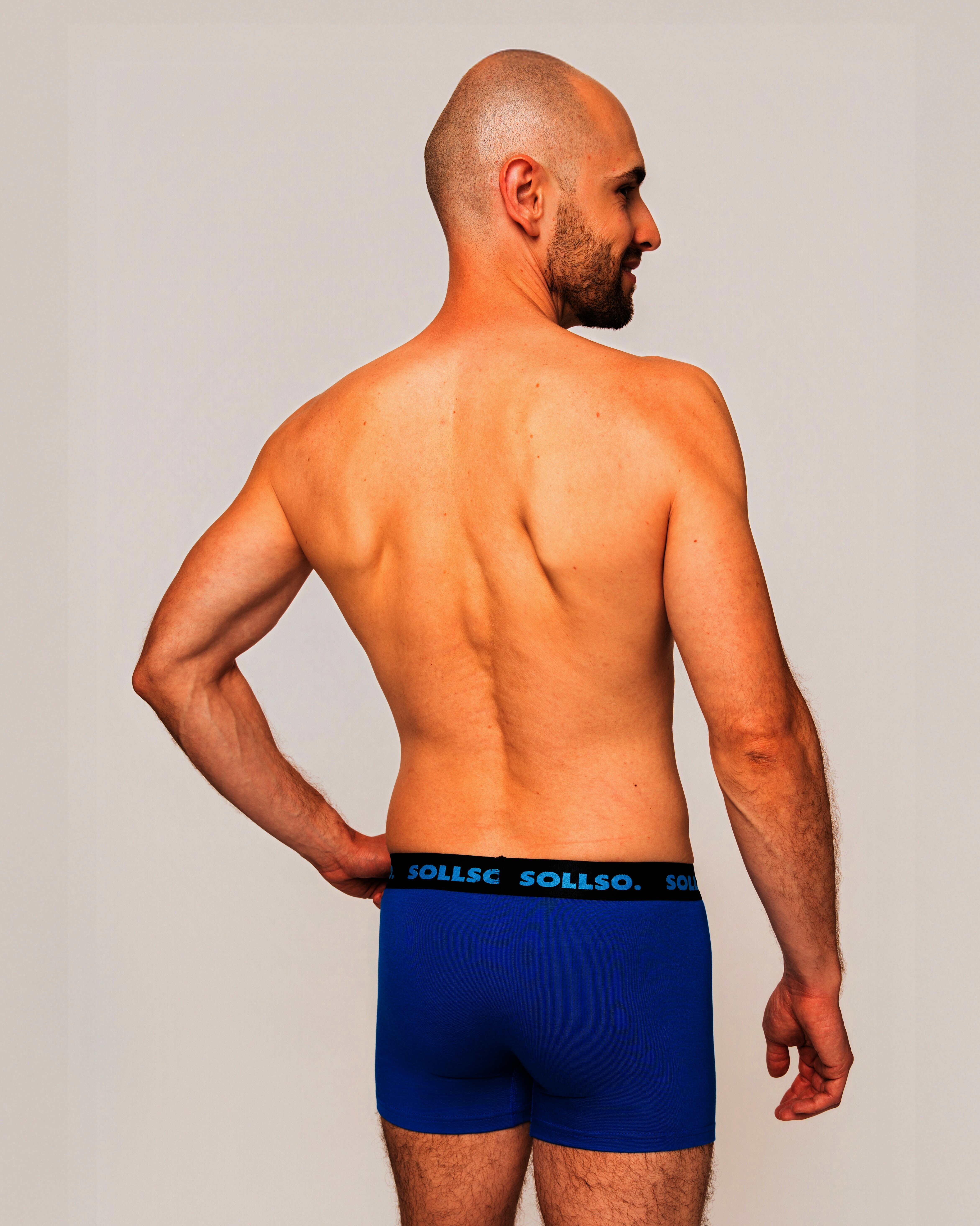 3er Pack Herren Boxershort, Bambusviskose, Blau, Gr.L