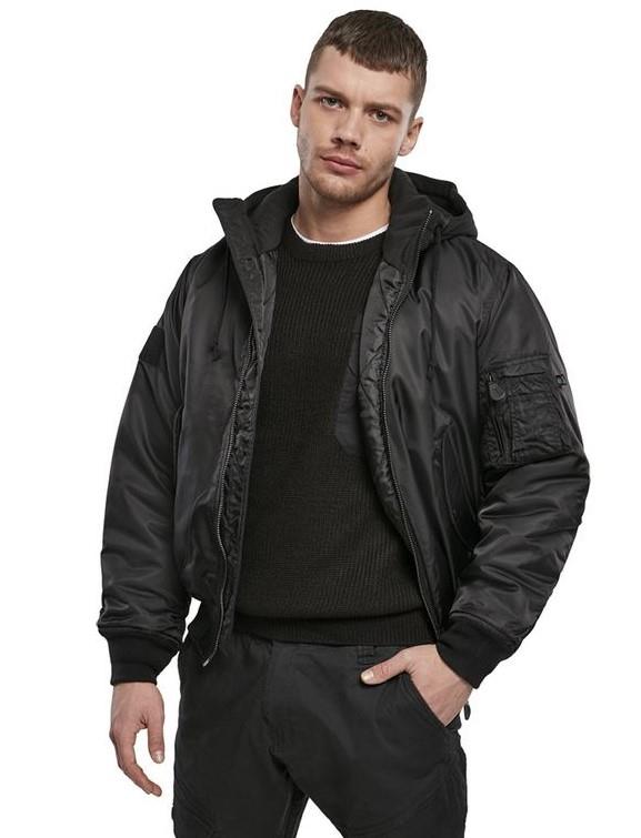 Brandit MA1 Sweat Hooded Jacket, schwarz, Größe XL