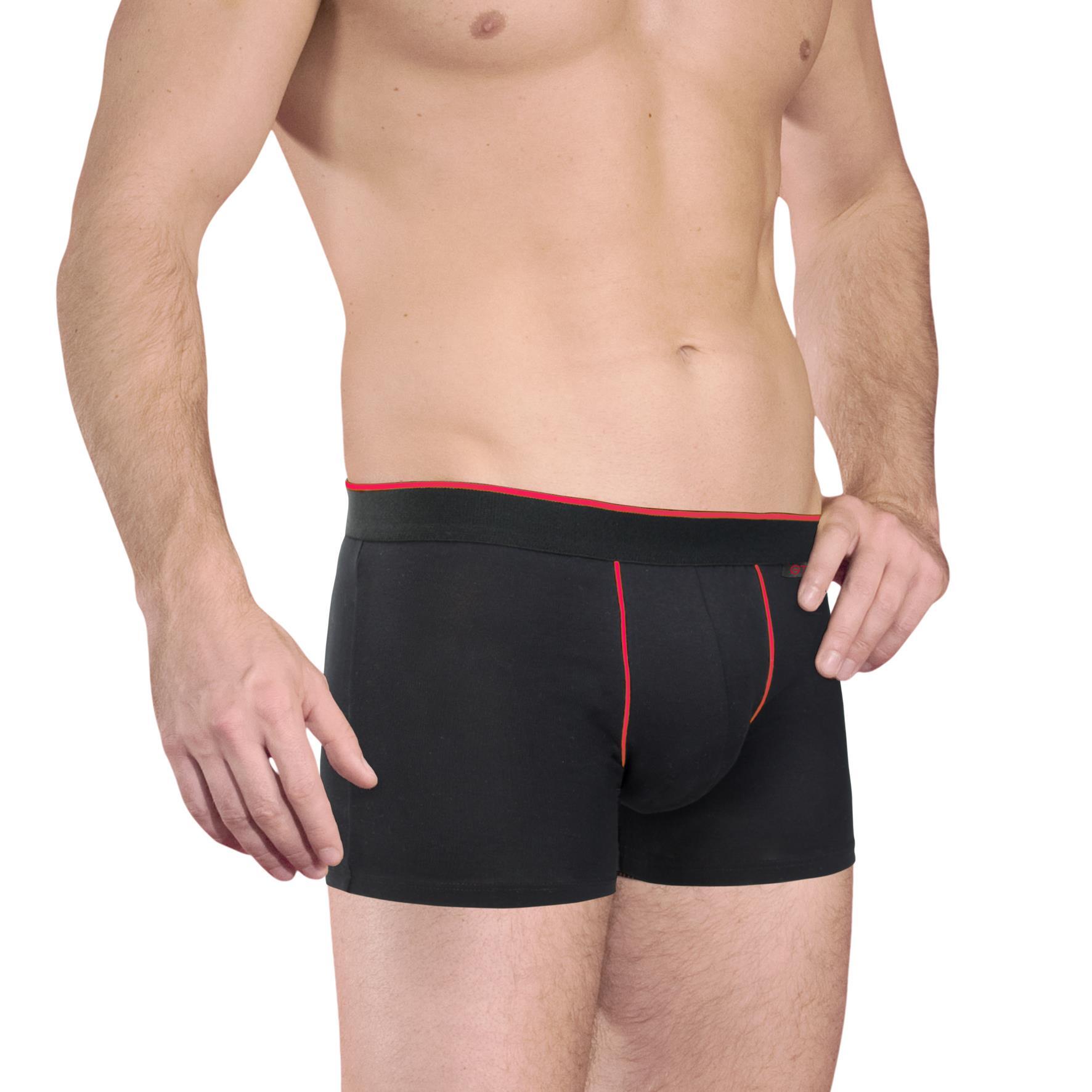 Herren Pants 27439, Schwarz mit versch. farbigen Paspeln, 8er-Pack, Gr.7