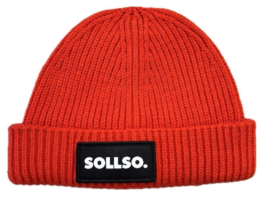 SOLLSO. Harbour Beanie, Strickmütze, rot