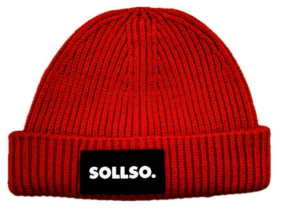 SOLLSO. Harbour Beanie, Strickmütze, rot