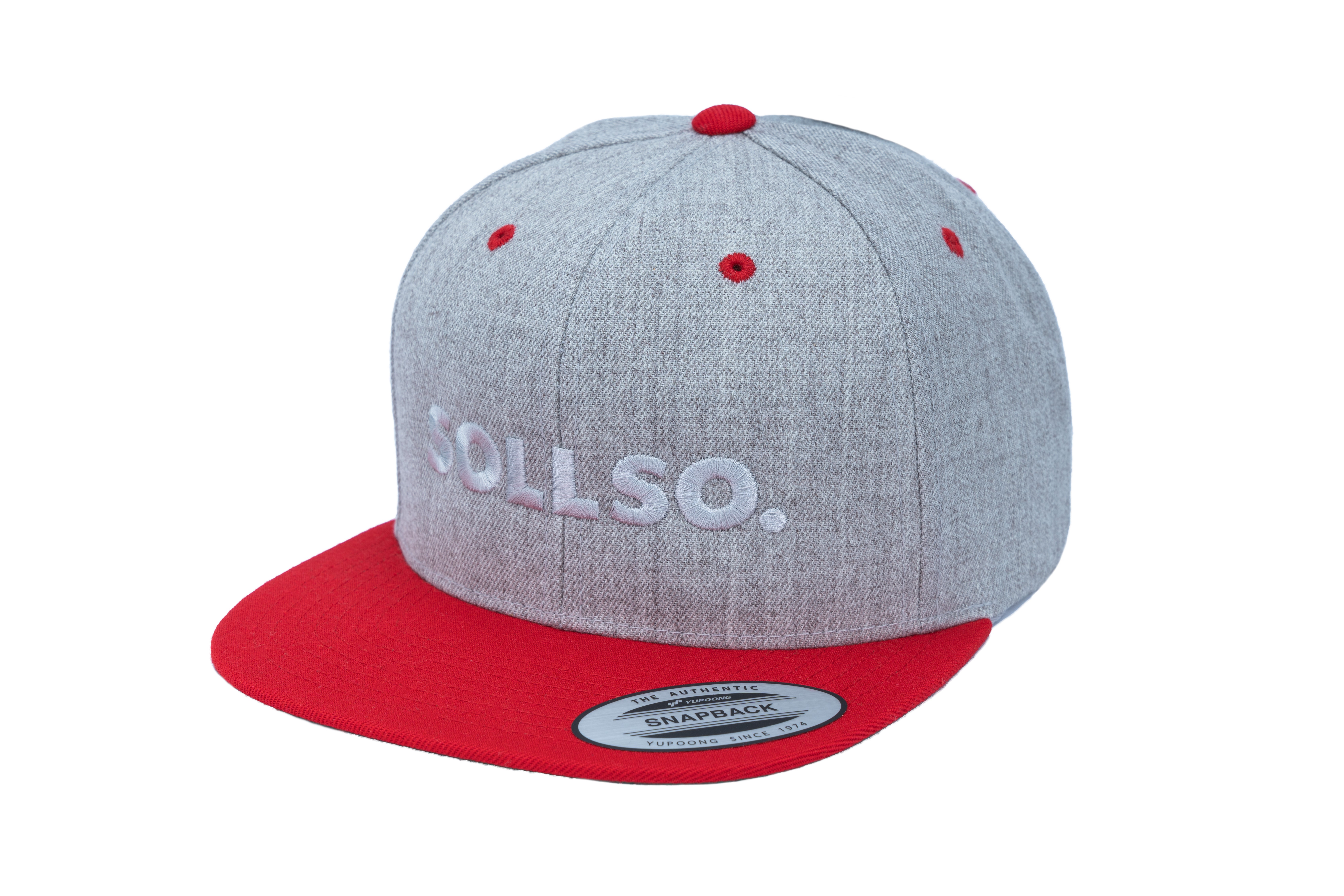 SOLLSO. Classic Snapback 2-Tone Cap, Heather-Red