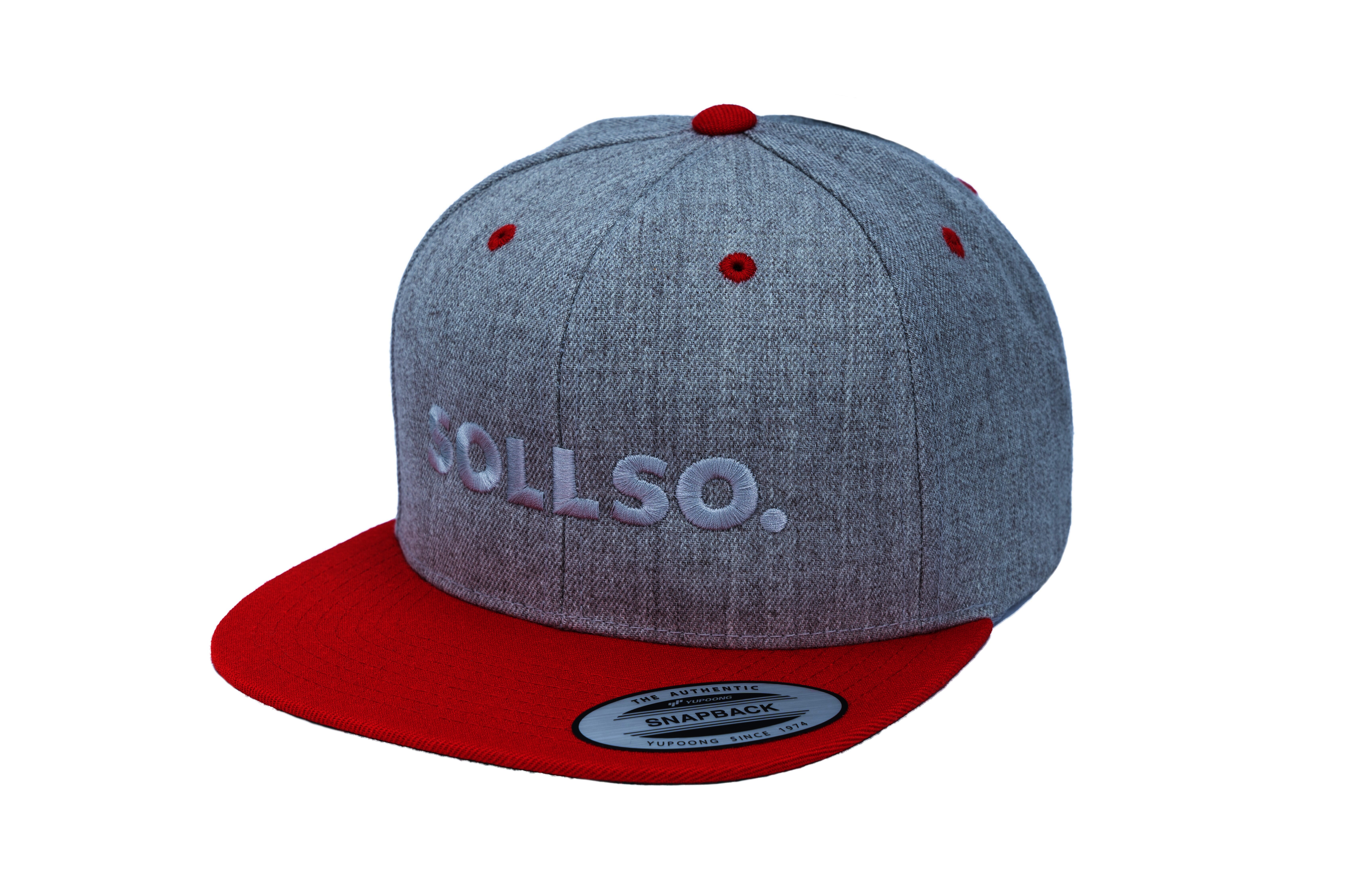 SOLLSO. Classic Snapback 2-Tone Cap, Heather-Red