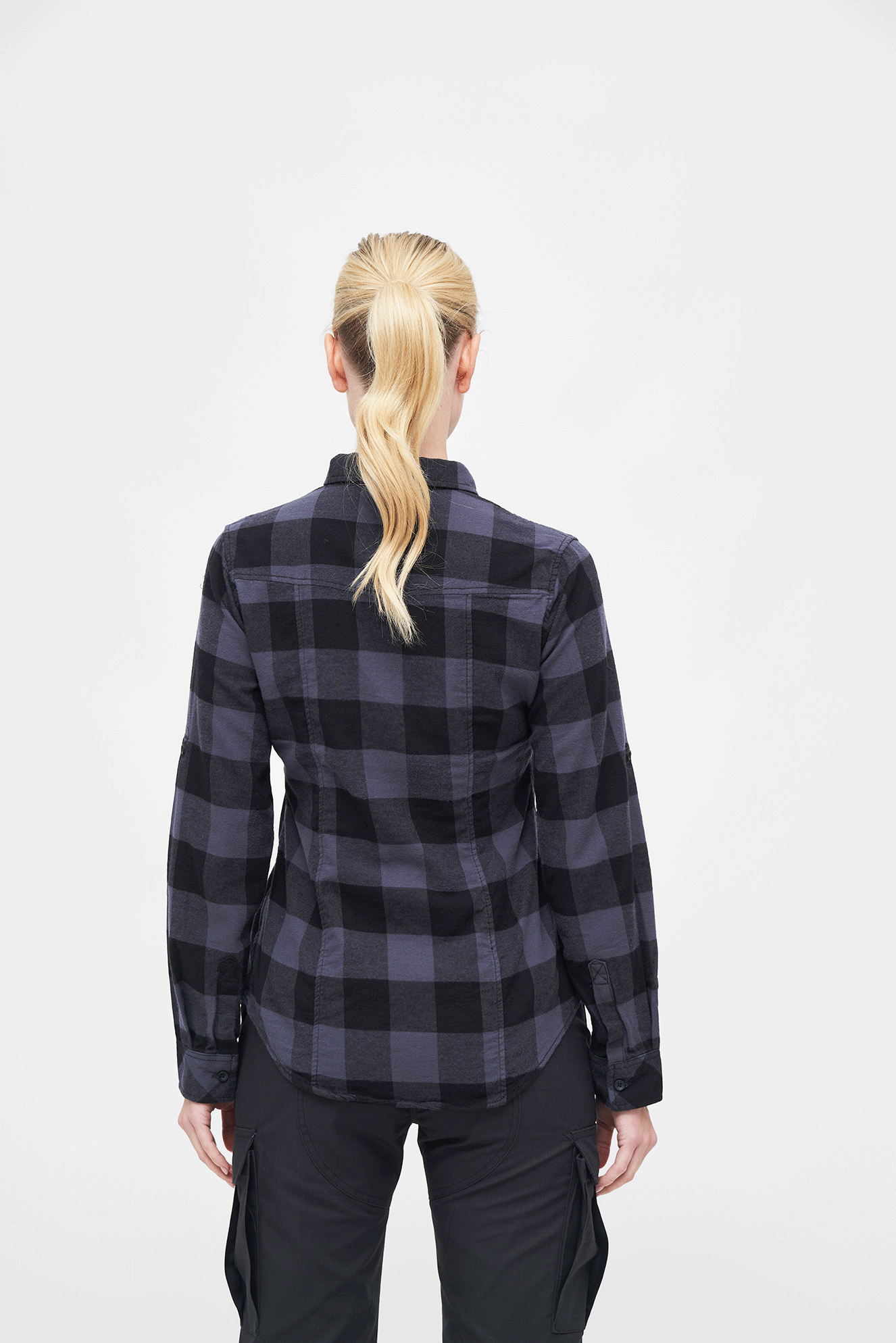 Brandit Women Amy Flannel Shirt lang, Schwarz/Grau, Gr.L