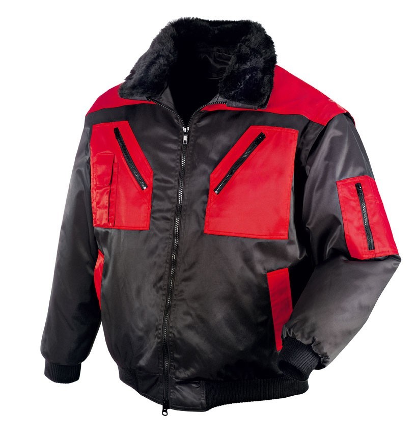 teXXor Piloten Oslo Arbeitsjacke mit abnehmbaren Ärmeln schwarz/rot, 4180, Größe 4XL