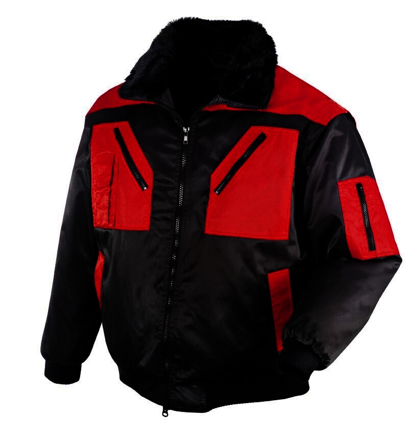 teXXor Piloten Oslo Arbeitsjacke mit abnehmbaren Ärmeln schwarz/rot, 4180, Größe 4XL