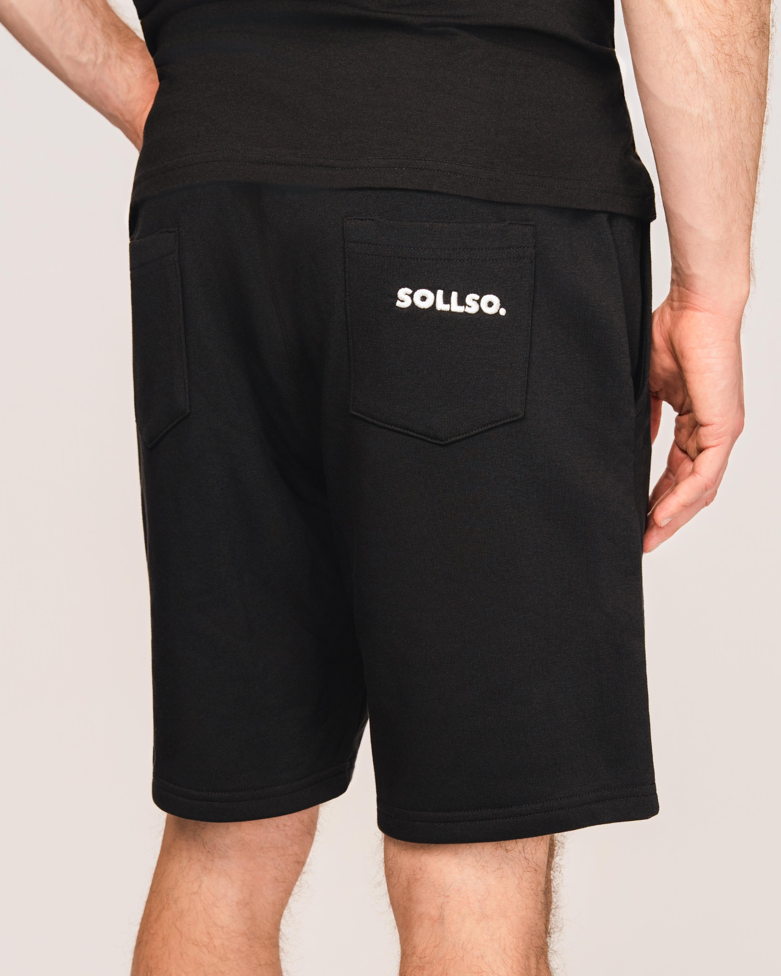 Sweatshorts „SOLLSO.“, Schwarz, Größe L