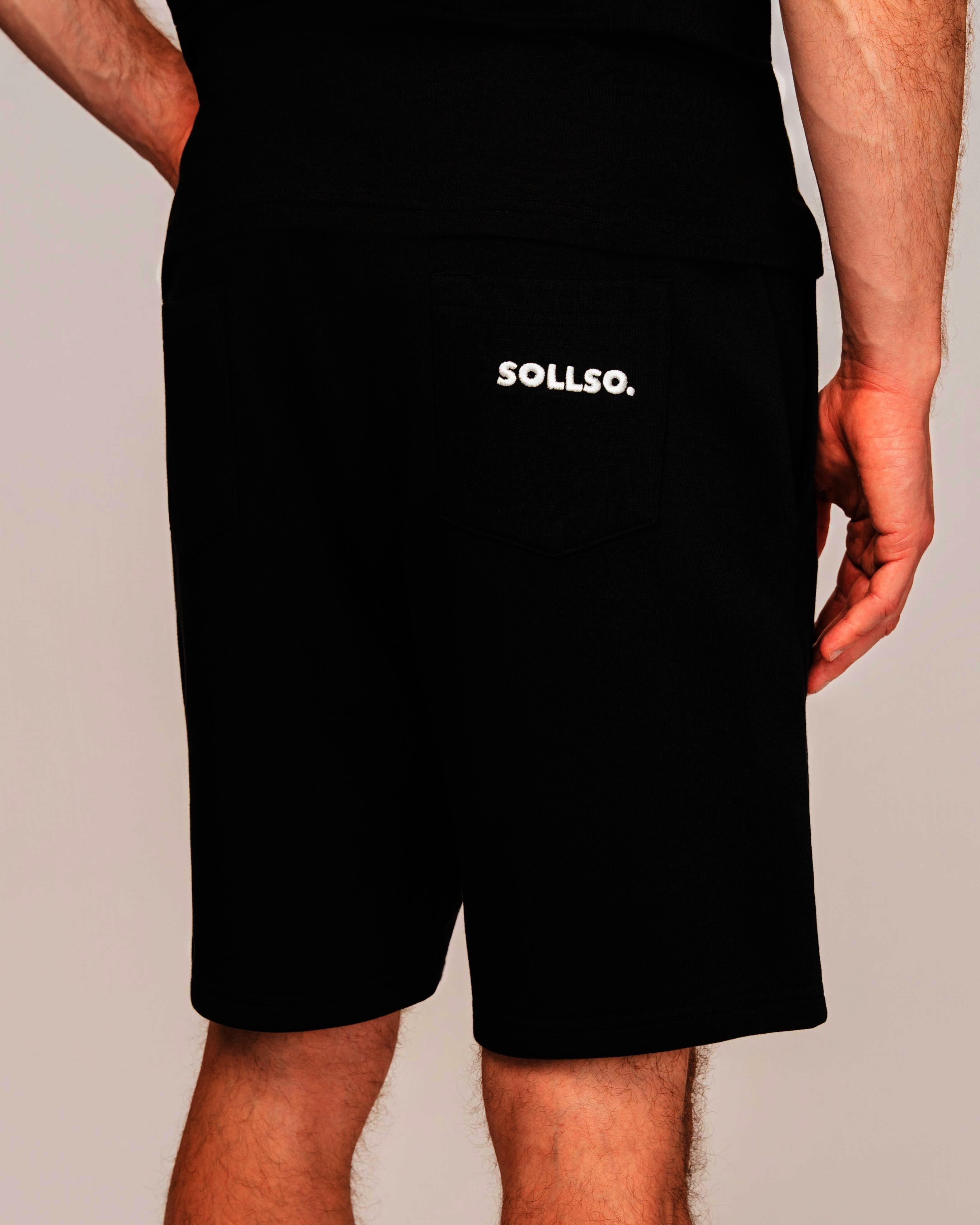Sweatshorts „SOLLSO.“, Schwarz, Größe L