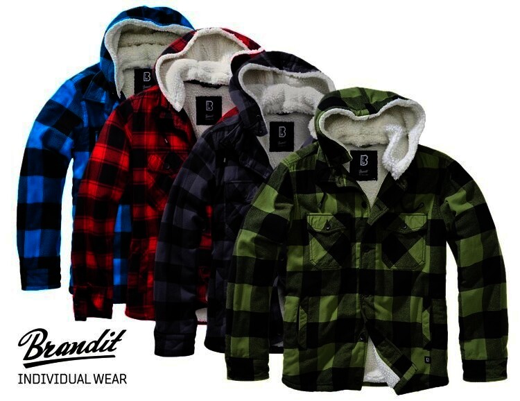 Brandit Lumberjacket hooded rot/schwarz, Größe XXL
