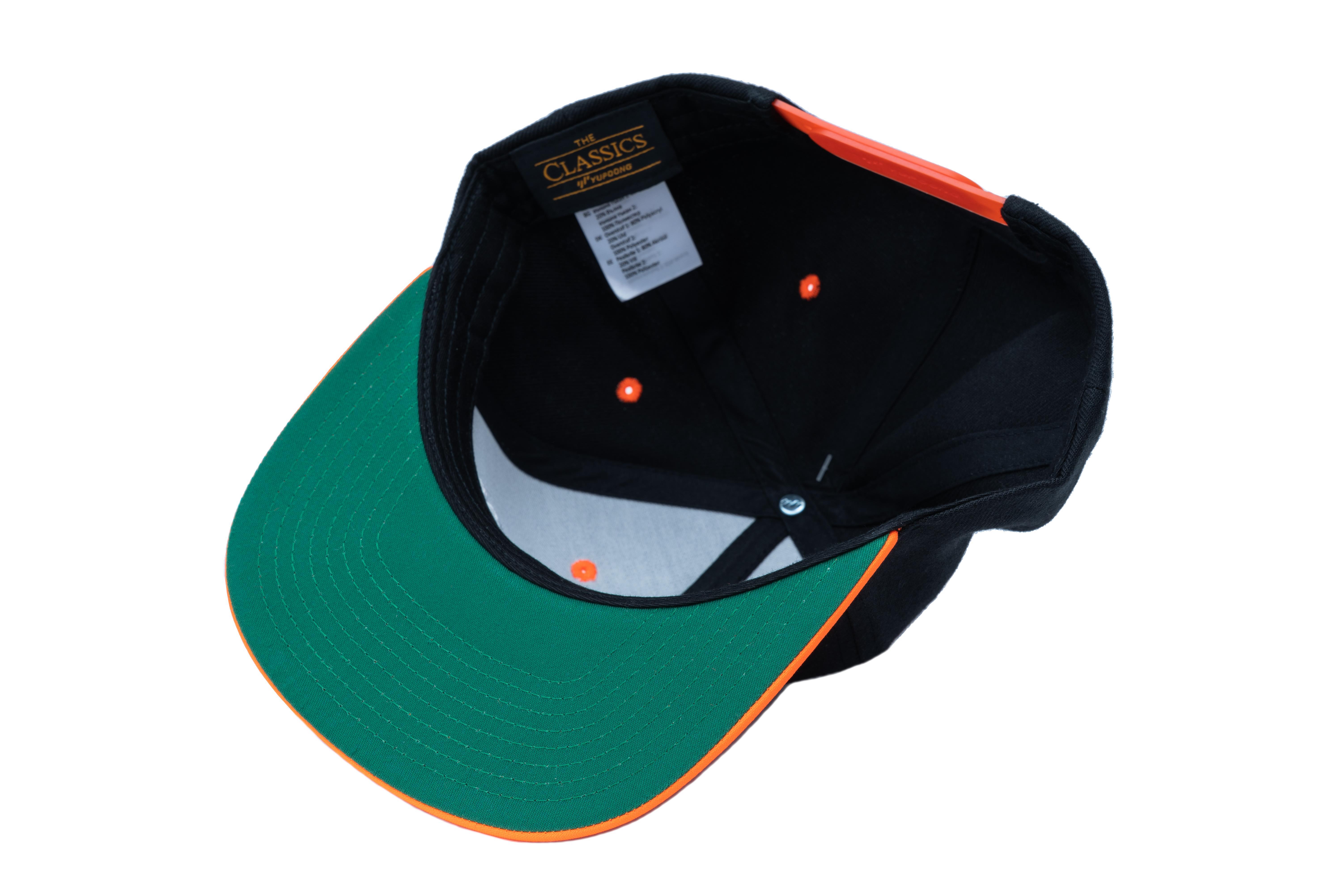 SOLLSO. Classic Snapback 2-Tone Cap, Black-Neon Orange