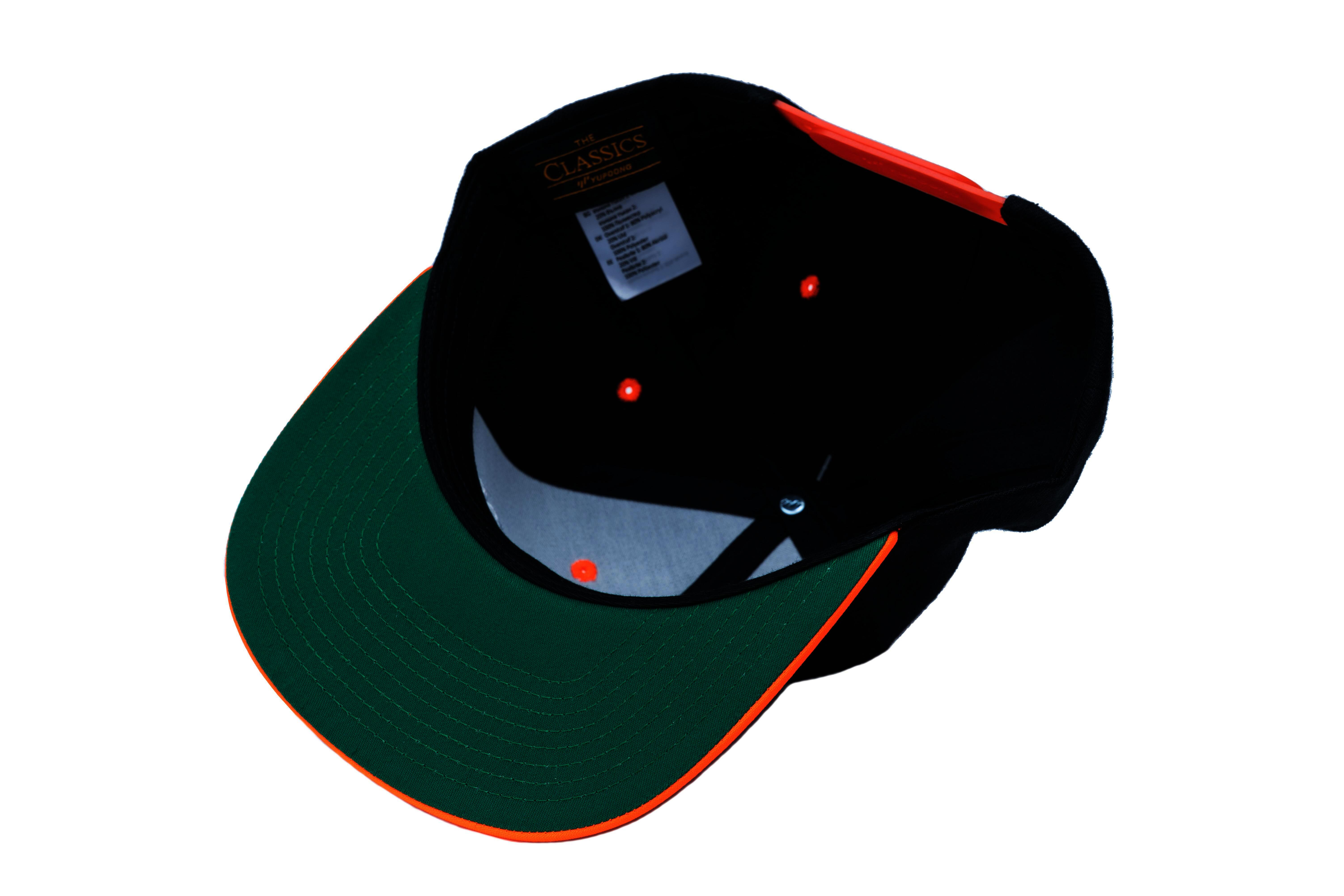 SOLLSO. Classic Snapback 2-Tone Cap, Black-Neon Orange
