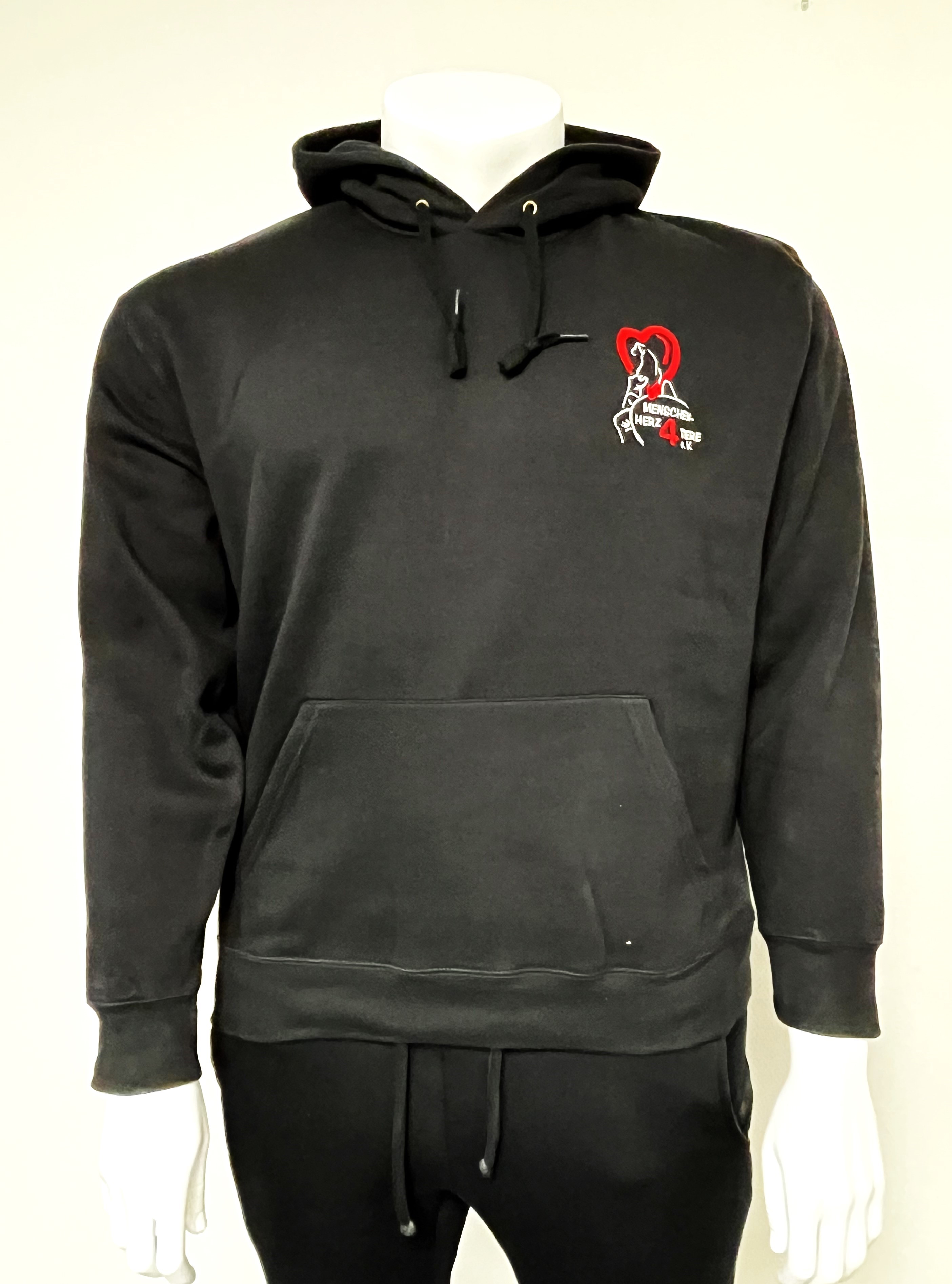 Hoodie „Menschen-Herz 4 Tiere e.V.“ by SOLLSO., Schwarz, Größe M