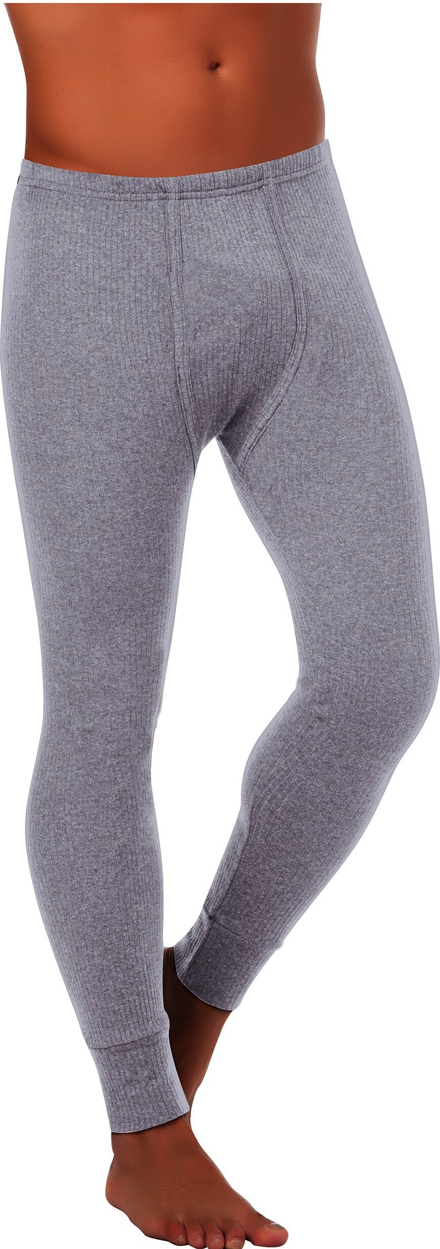 Herren Thermo Unterhose Lang, Interlok grau melange, Gr.12