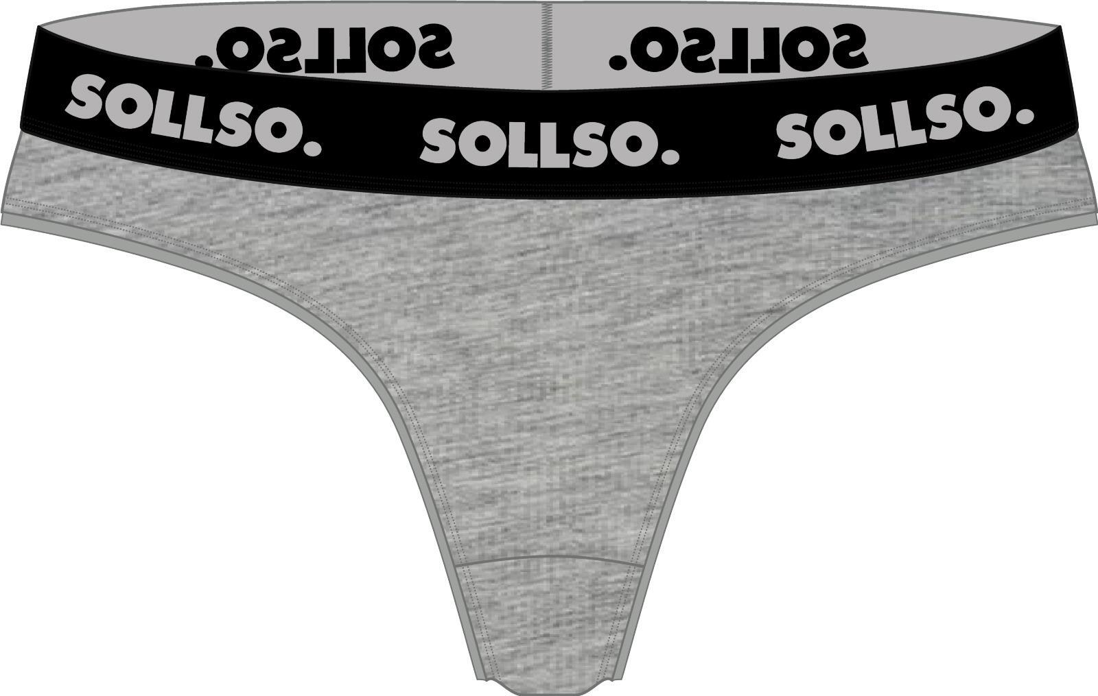 Damen Tanga, Bambusviskose, 3er-Pack, Grau/Schwarz, Gr.M