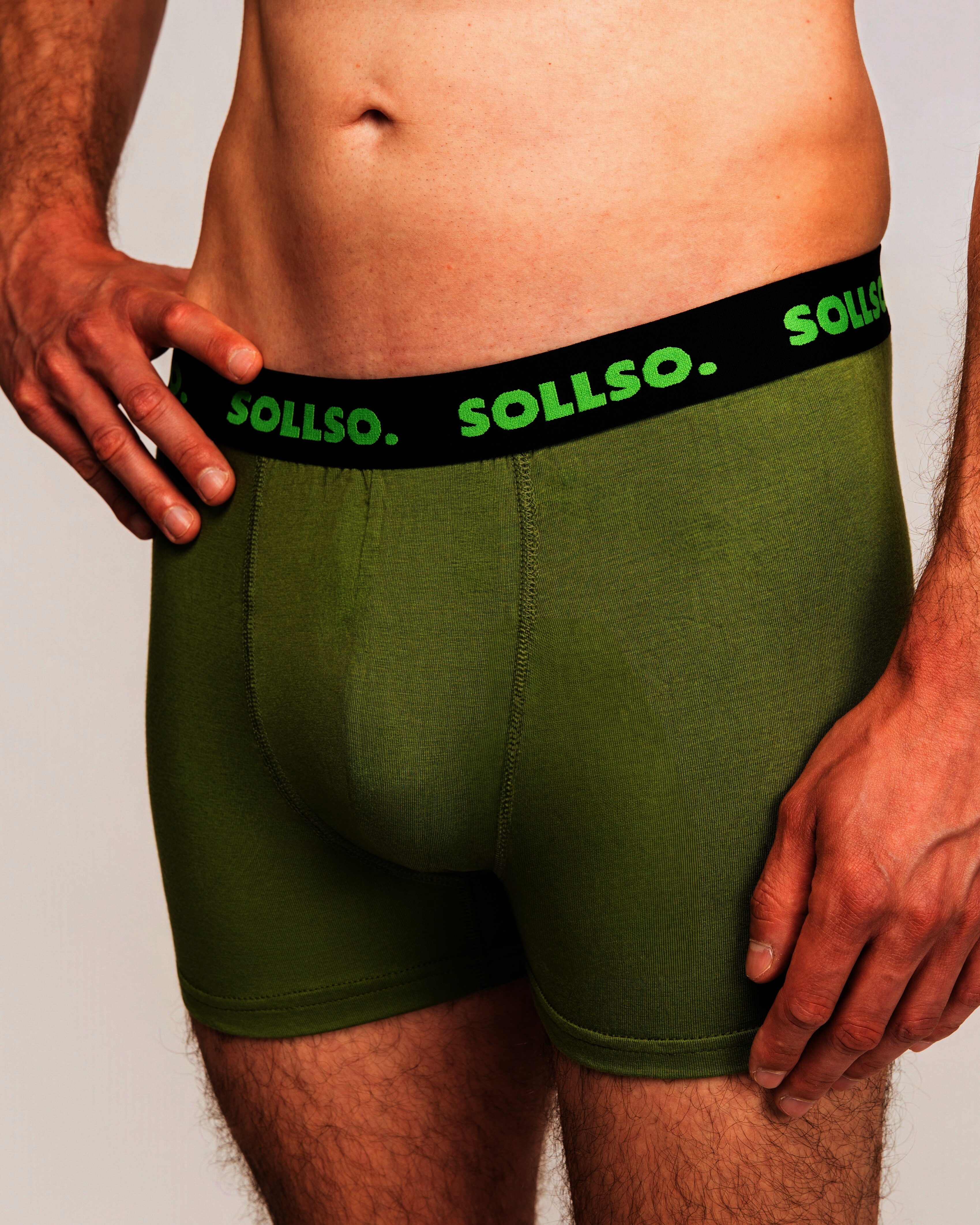 3er Pack Herren Boxershort, Bambusviskose, Olive, Gr.L