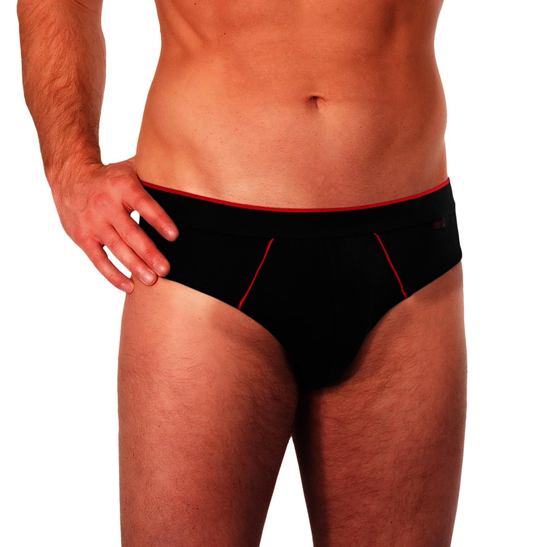 Herren Slips 27438, Schwarz mit versch. Farbigen Paspeln, 4er-Pack, Gr.5