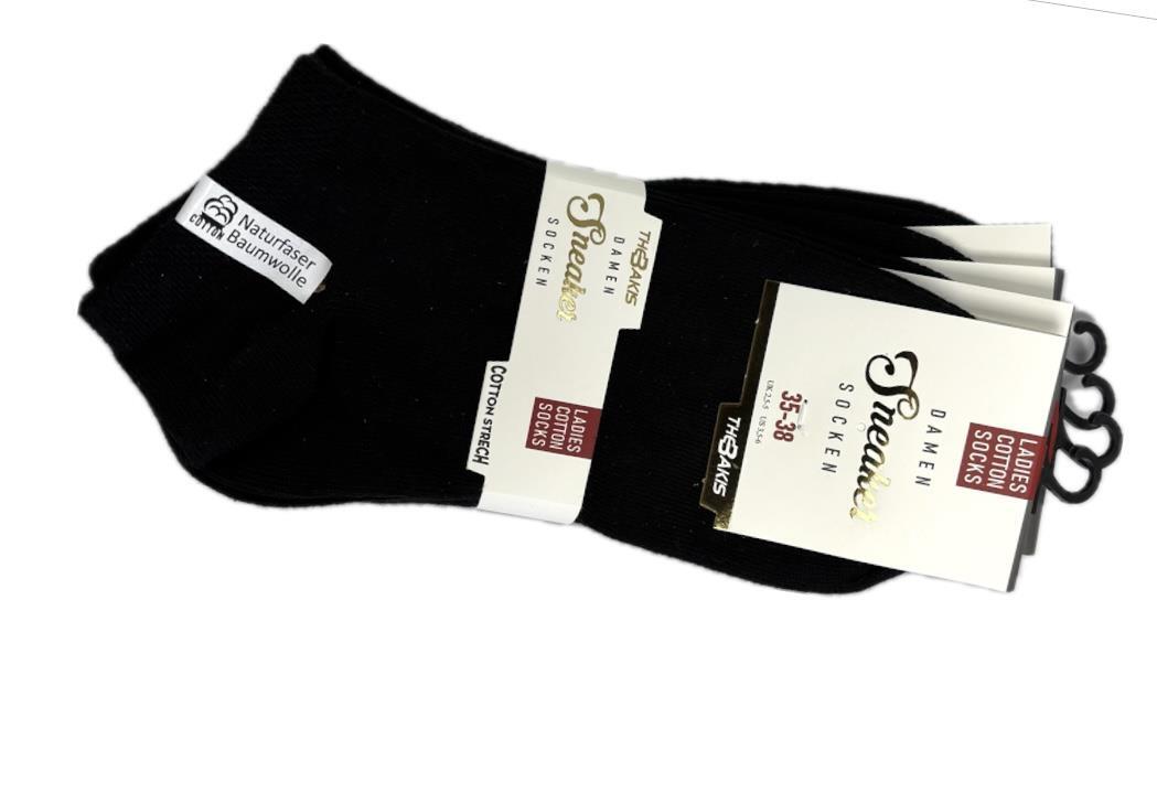Damen Sneaker-Socken 7001, schwarz, 2 x 4er-Pack, Gr.39/42