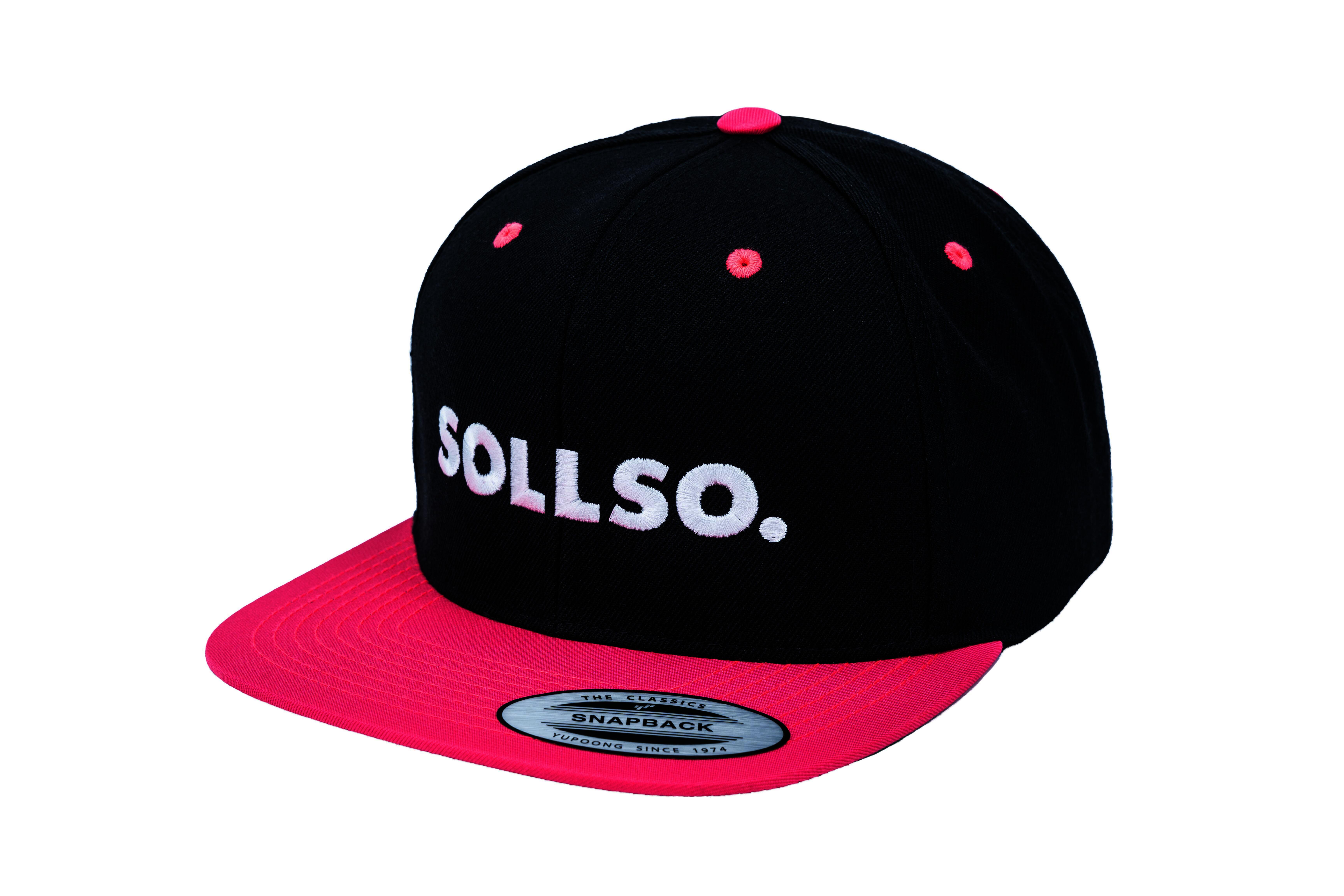 SOLLSO. Classic Snapback 2-Tone Cap, Black-Neon Pink