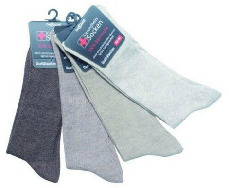 Gesundheitssocken ohne Gummizug, weiter Bund, Gr.39-42, Farbe Grau,16 Paar