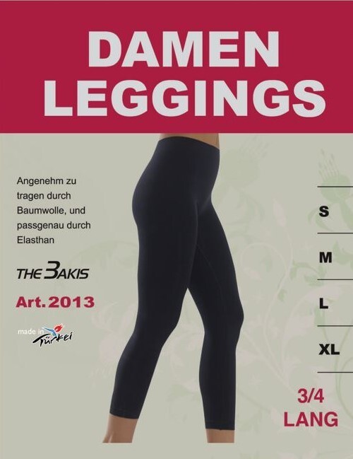 Damen Legging 2013, 3/7 lang, Schwarz, Gr.M