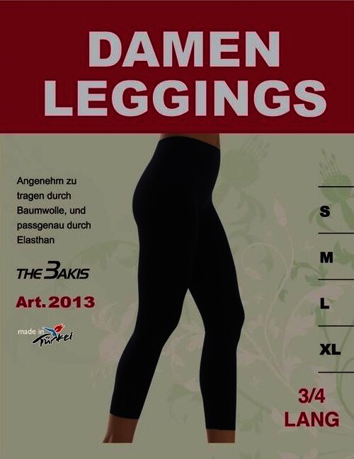 Damen Legging 2013, 3/4 lang, Schwarz, Gr.M