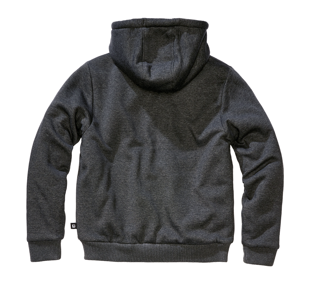 Brandit Sweatjacket Teddylining, Schwarz-Melliert, Gr.XXL