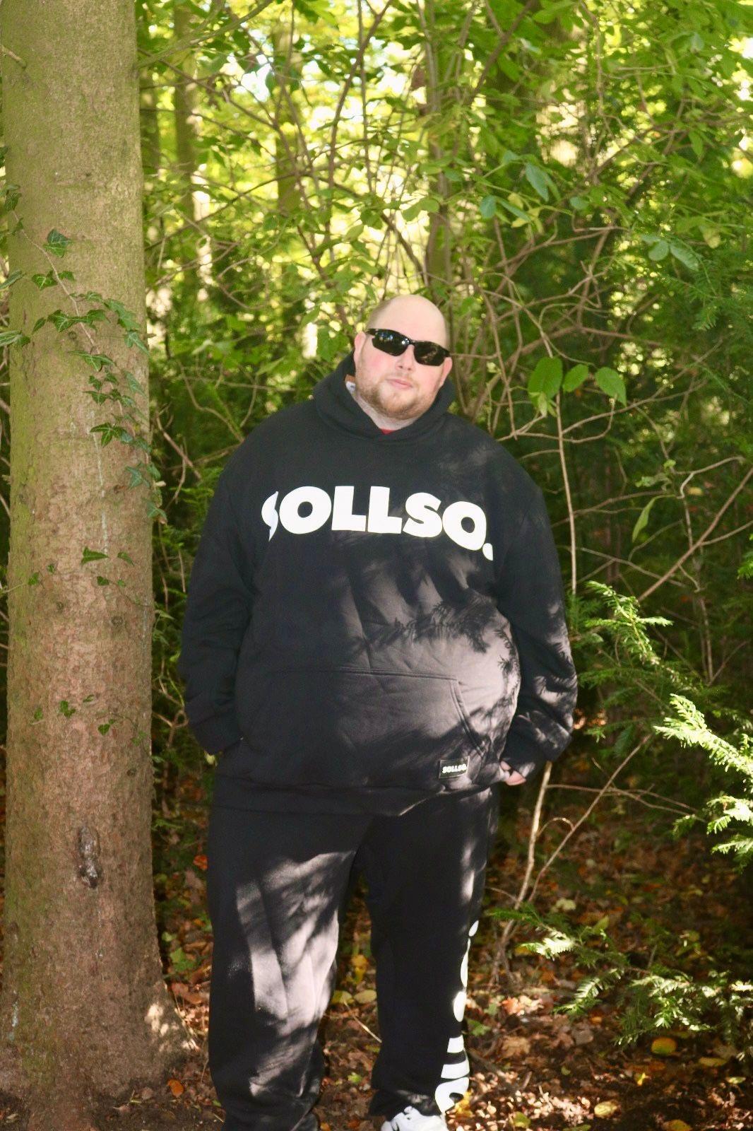 SOLLSO. Premium Hoodie "Pure Logo Big" Farbe Dark Black, Größe 10XL
