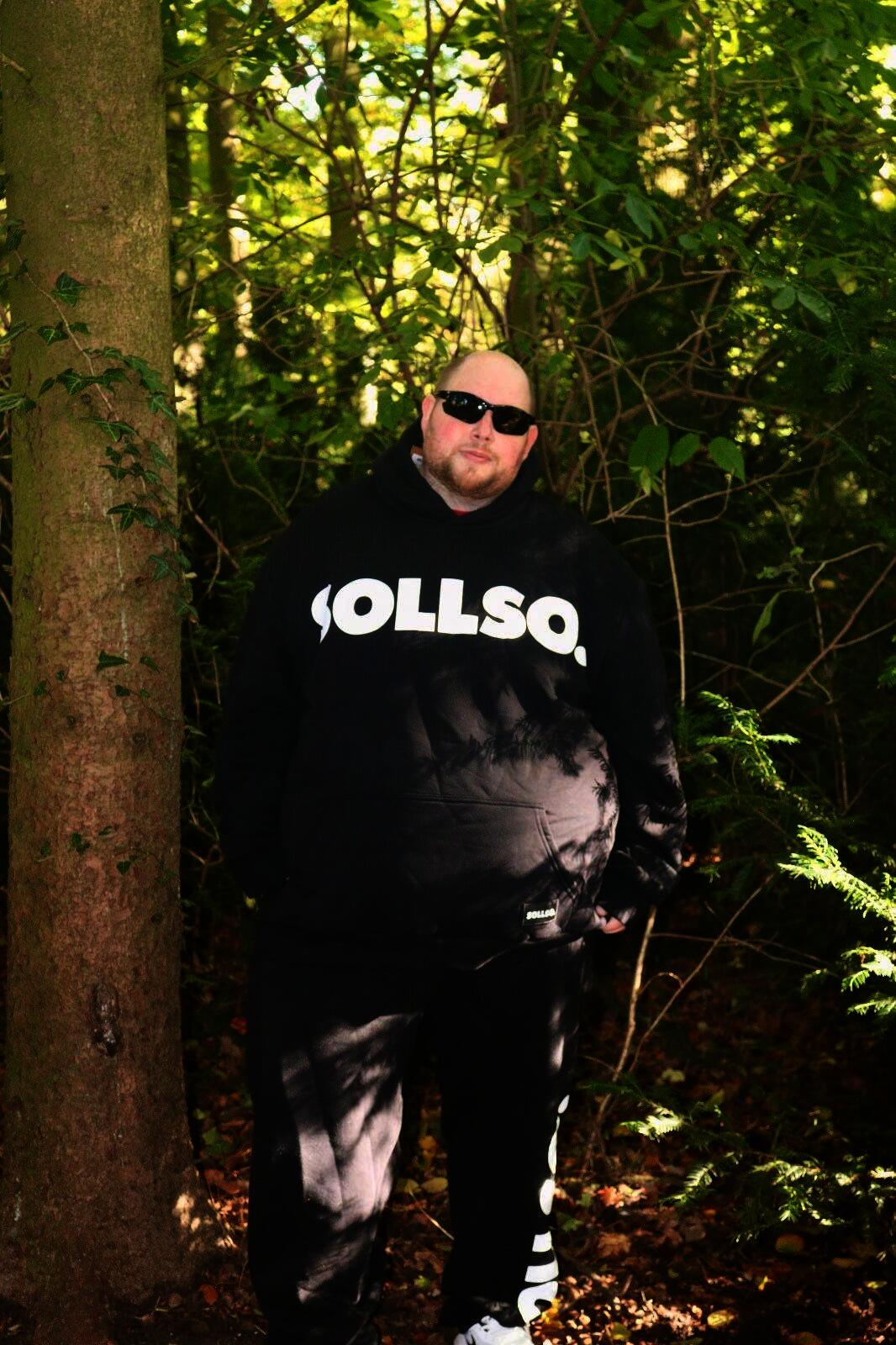 SOLLSO. Premium Hoodie "Pure Logo Big" Farbe Dark Black, Größe 3XL
