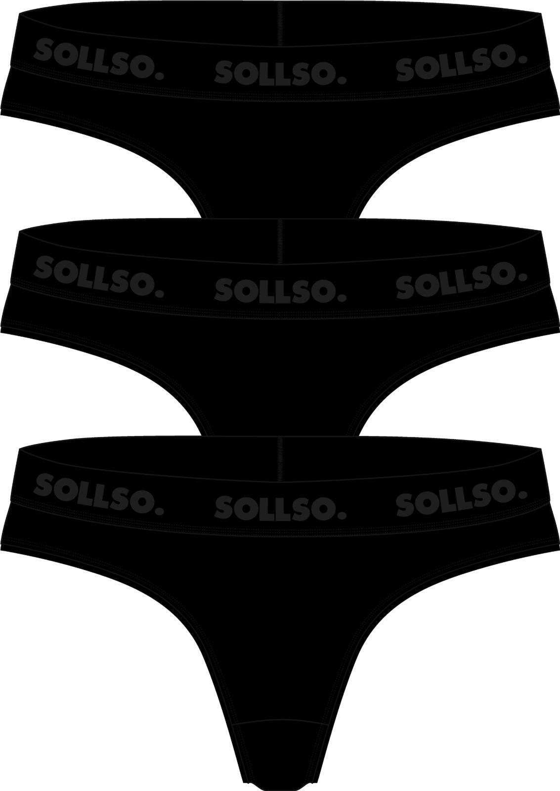 Damen Tanga, Bambusviskose, 3er-Pack, Schwarz/Schwarz, Gr. M