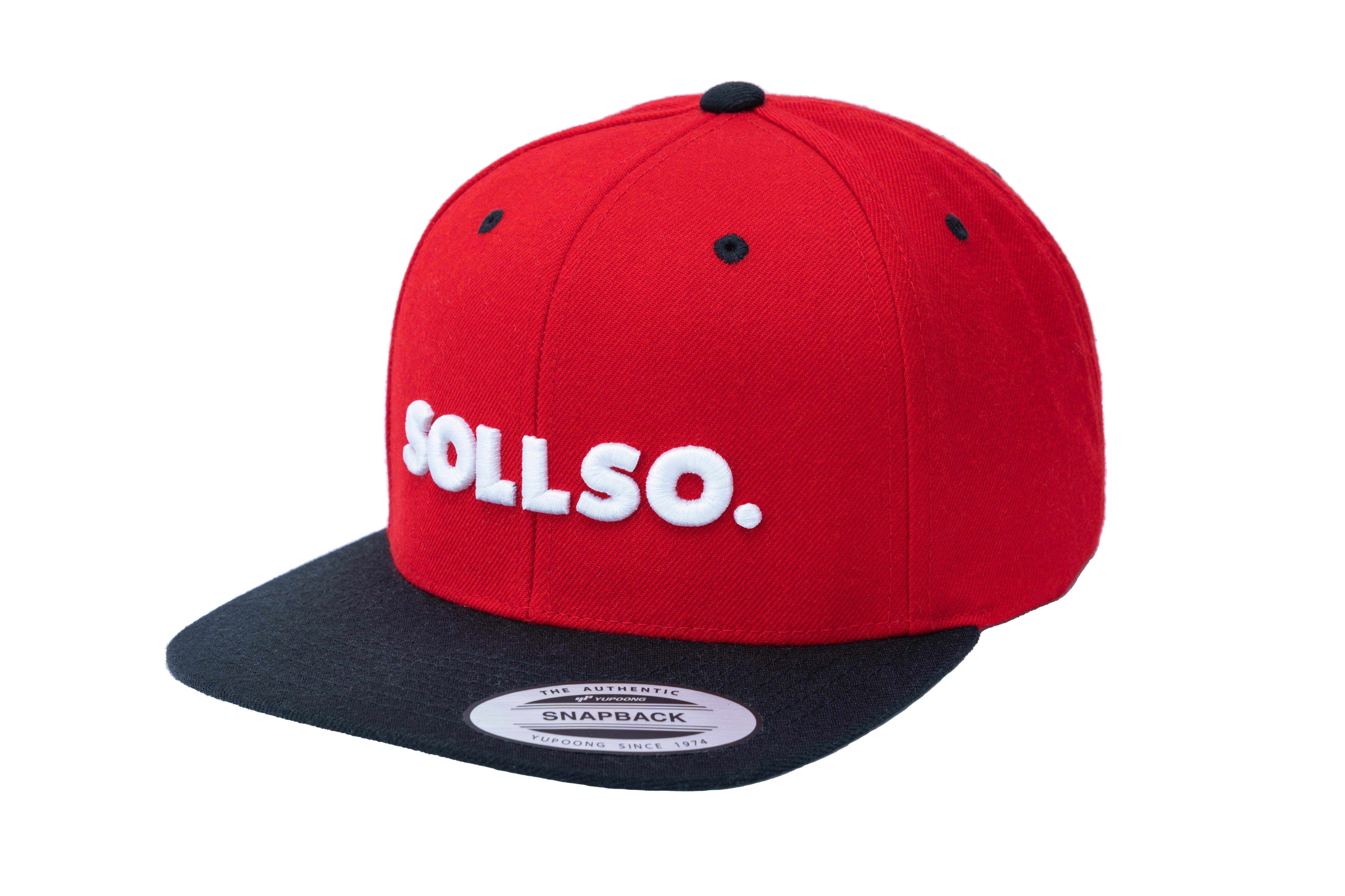 SOLLSO. Classic Snapback 2-Tone Cap, Red-Black