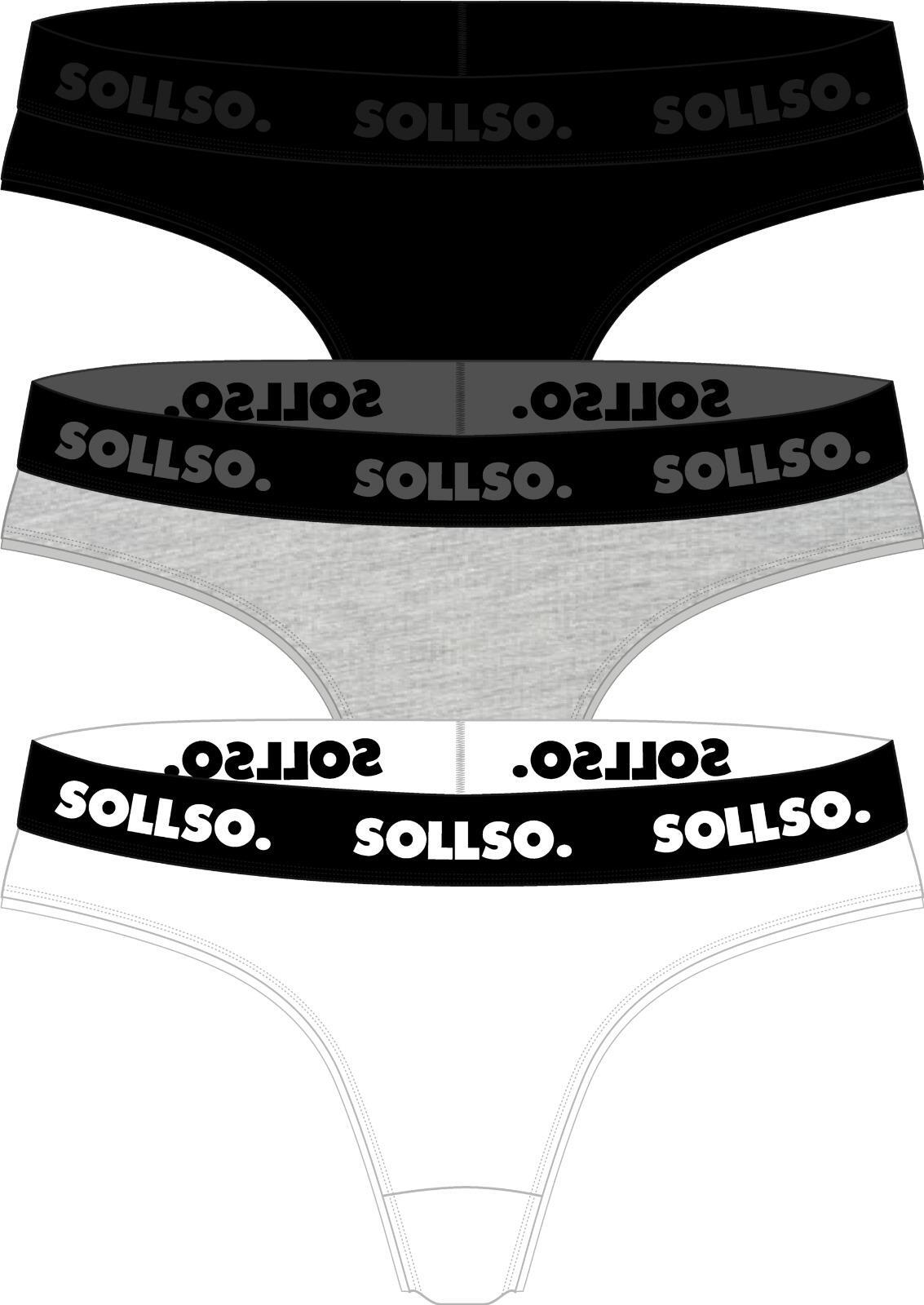 Damen Tanga, Bambusviskose, 3er-Pack, Schwarz/Weiß/Grau, Gr.M