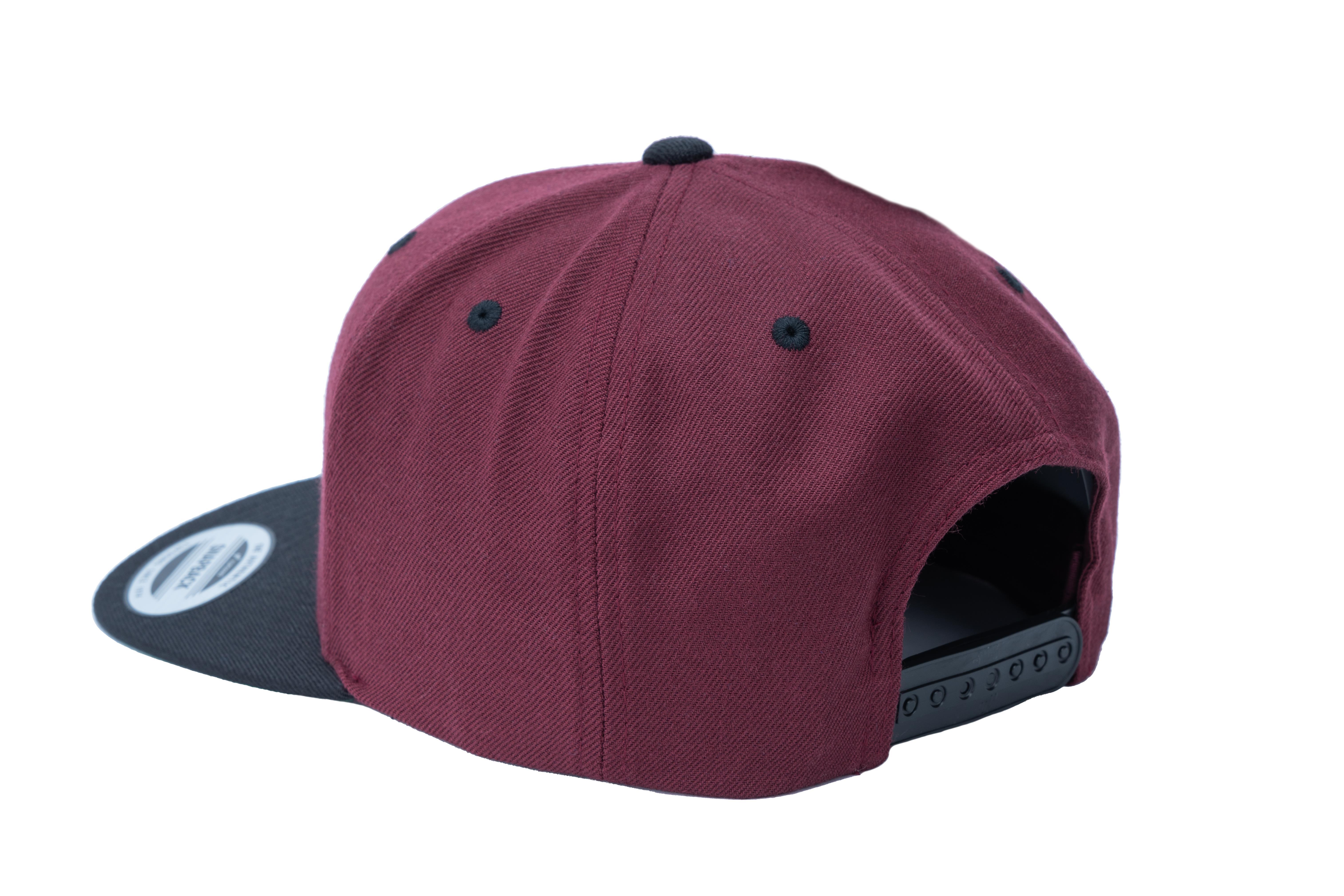 SOLLSO. Classic Snapback 2-Tone Cap, Maroon-Black