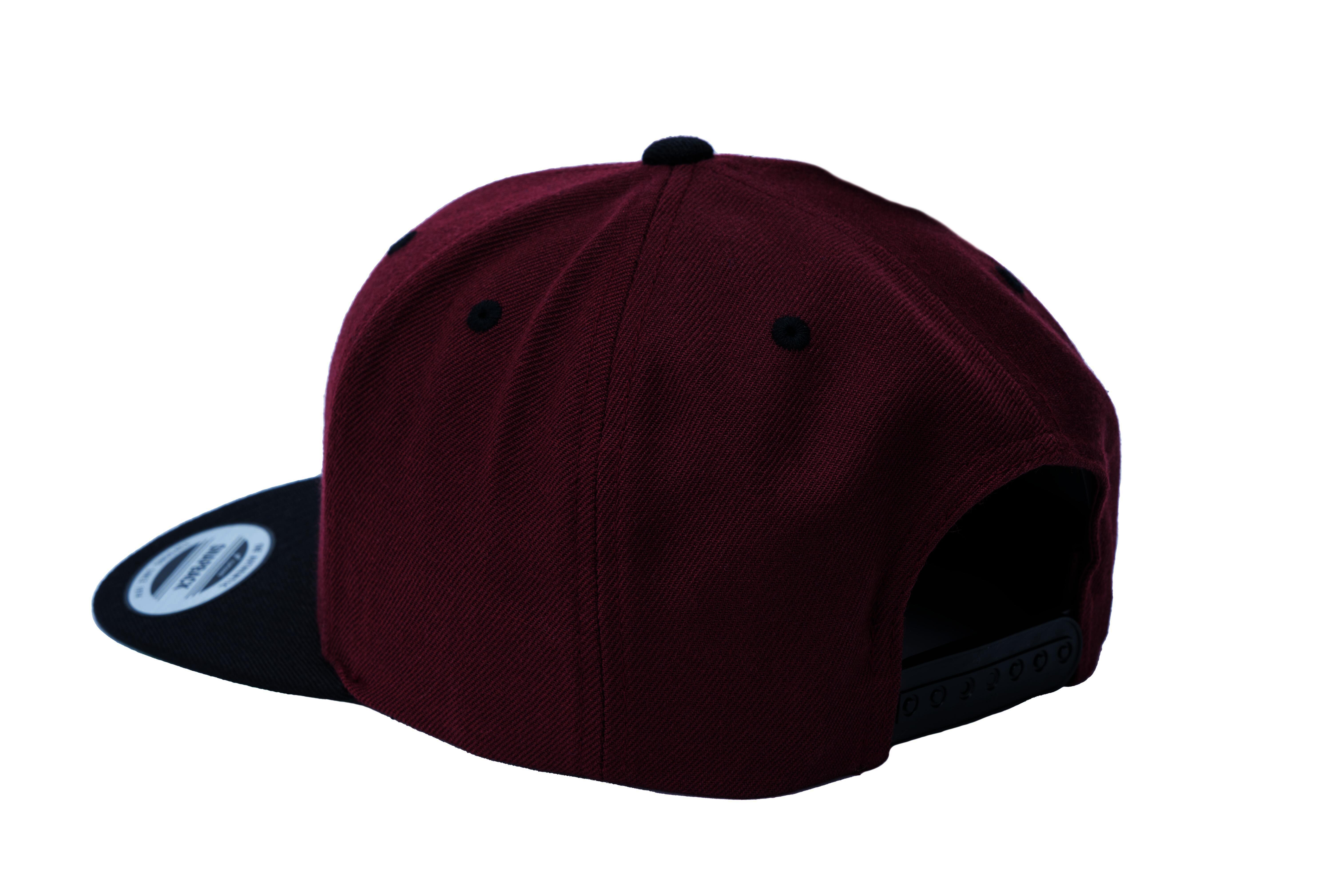SOLLSO. Classic Snapback 2-Tone Cap, Maroon-Black