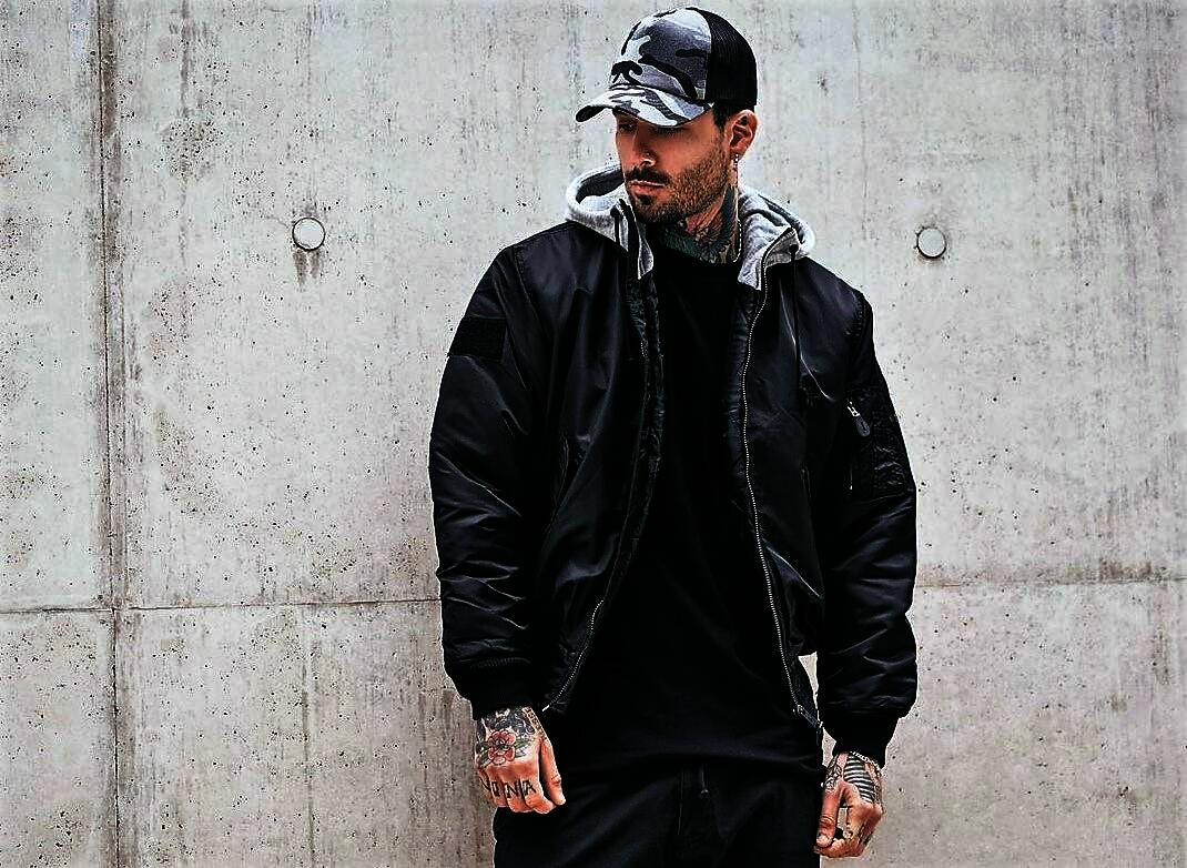 Brandit MA1 Sweat Hooded Jacket, schwarz-grau, Größe L