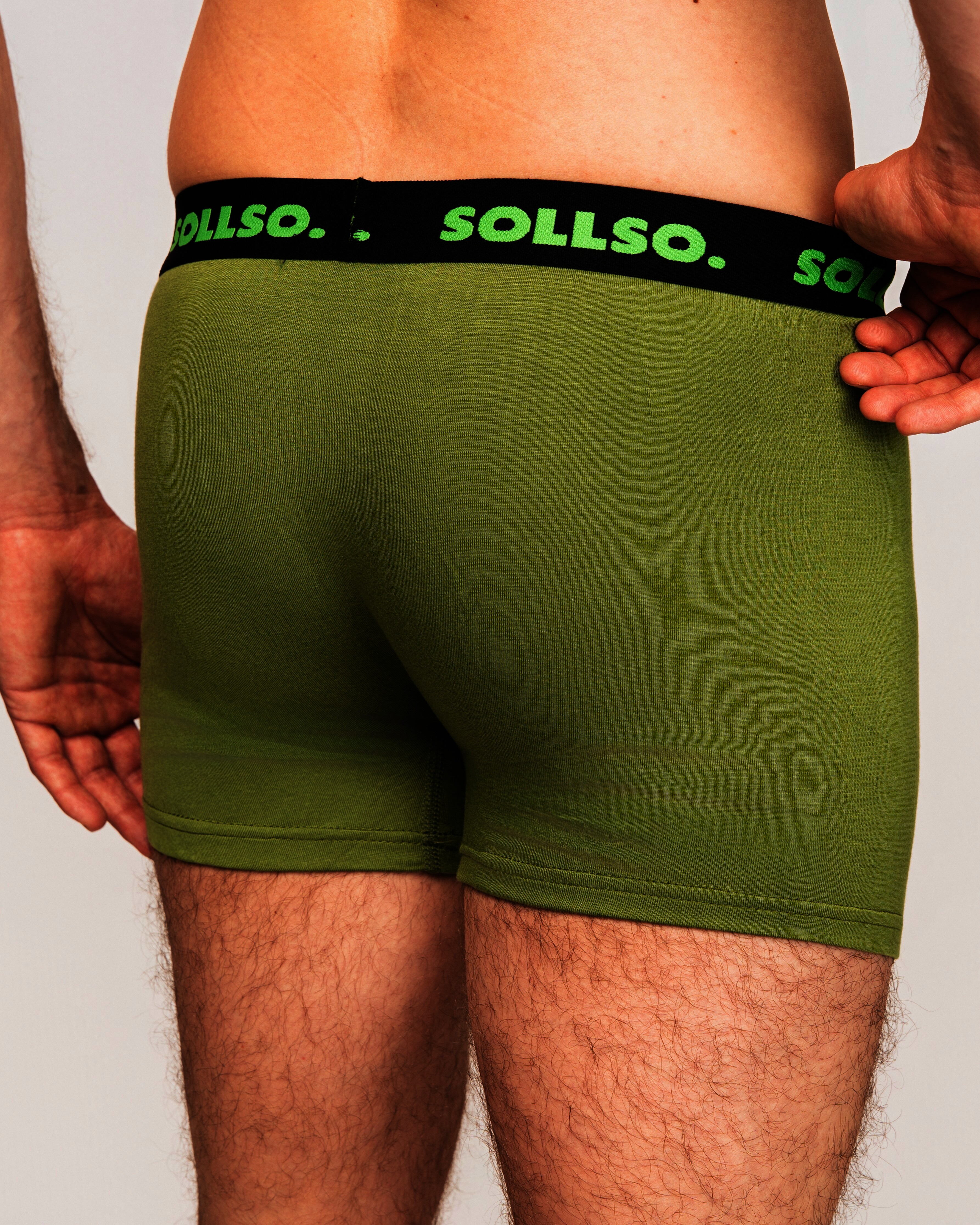 3er Pack Herren Boxershort, Bambusviskose, Olive, Gr.L