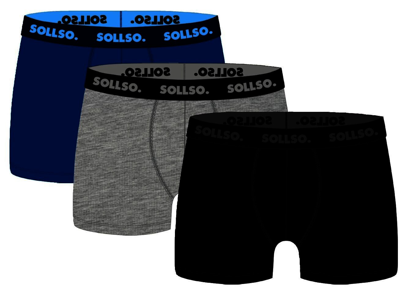 3er Pack Herren Boxershort, Bambusviskose, Schwarz/Grau/Blau, Gr.XL