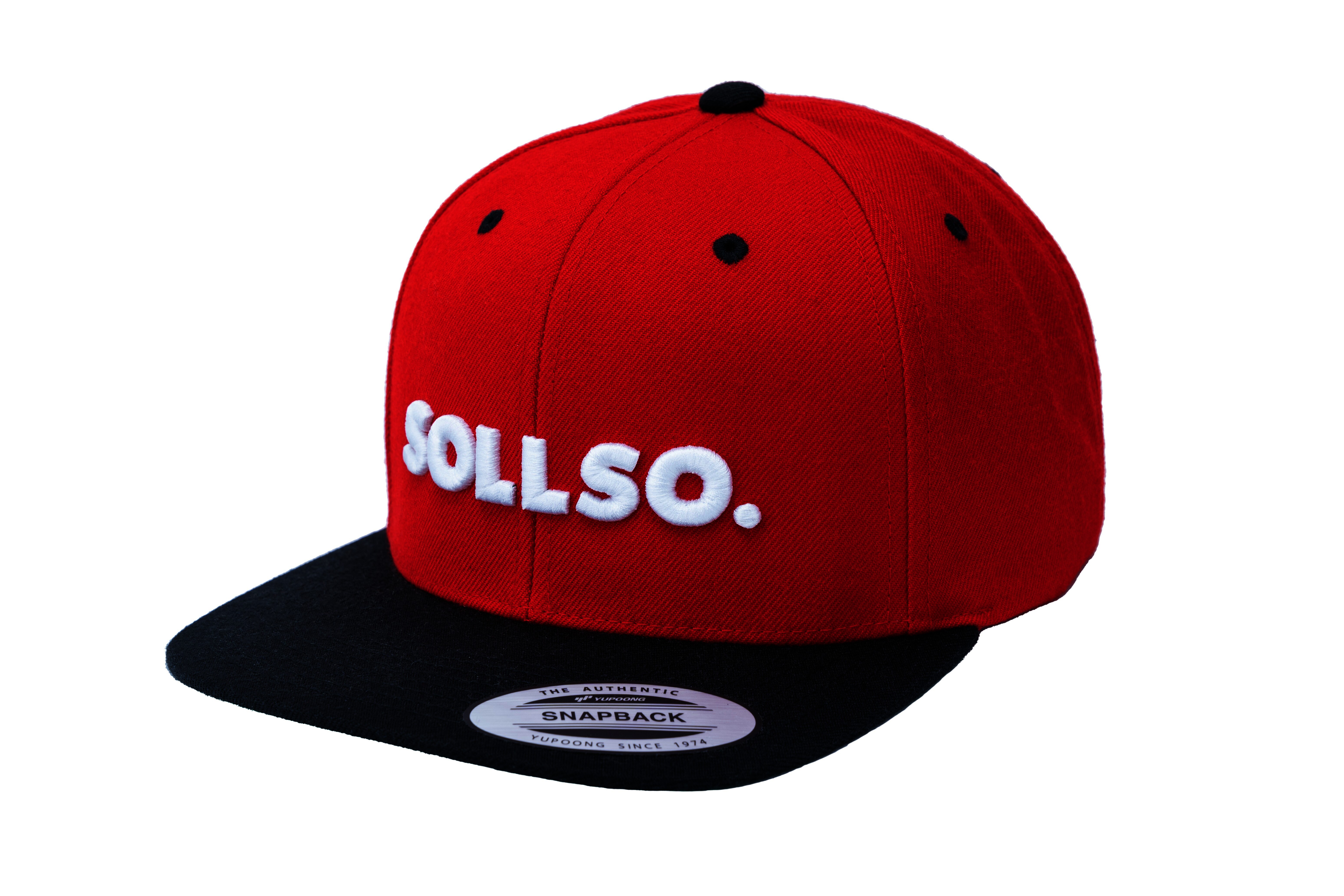 SOLLSO. Classic Snapback 2-Tone Cap, Red-Black