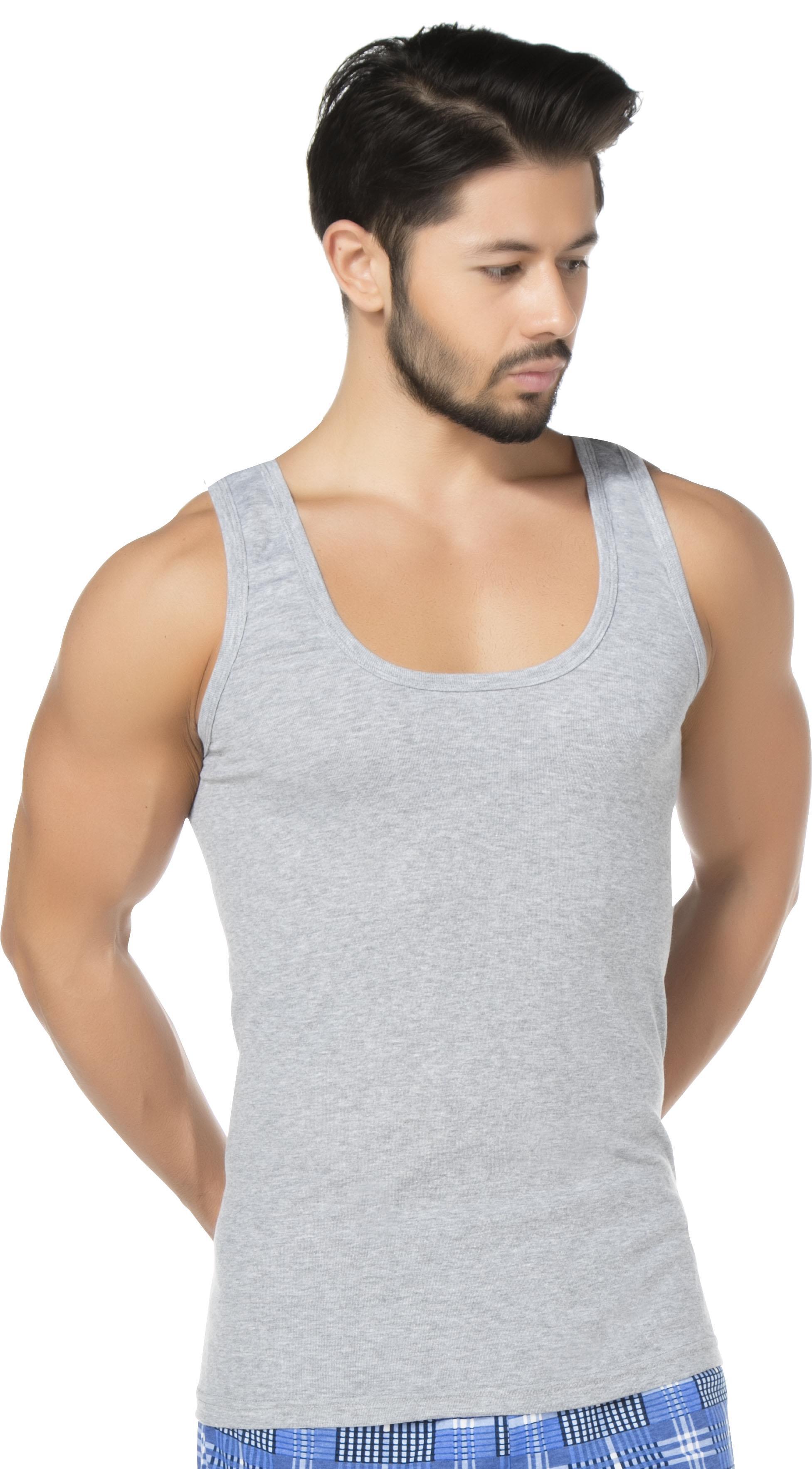 Herren Unterhemd 430, Grau Melliert, Feinripp,  2er-Pack , Gr.9