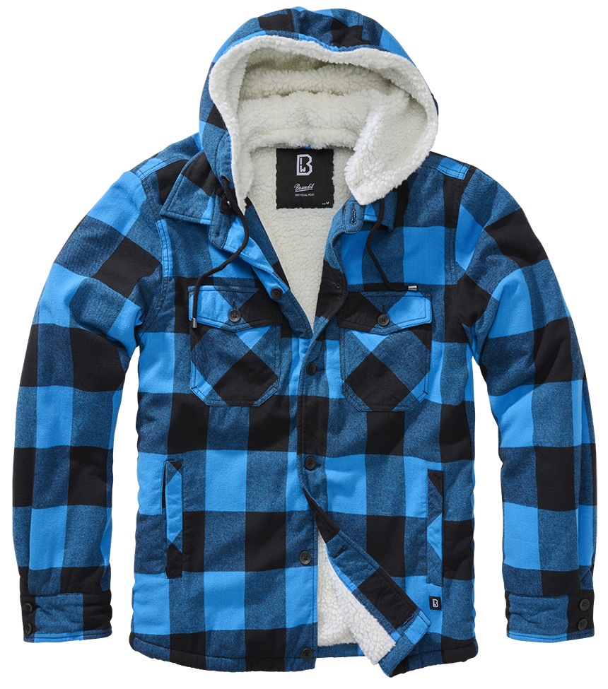 Brandit Lumberjacket hooded blau/schwarz, Größe XXL