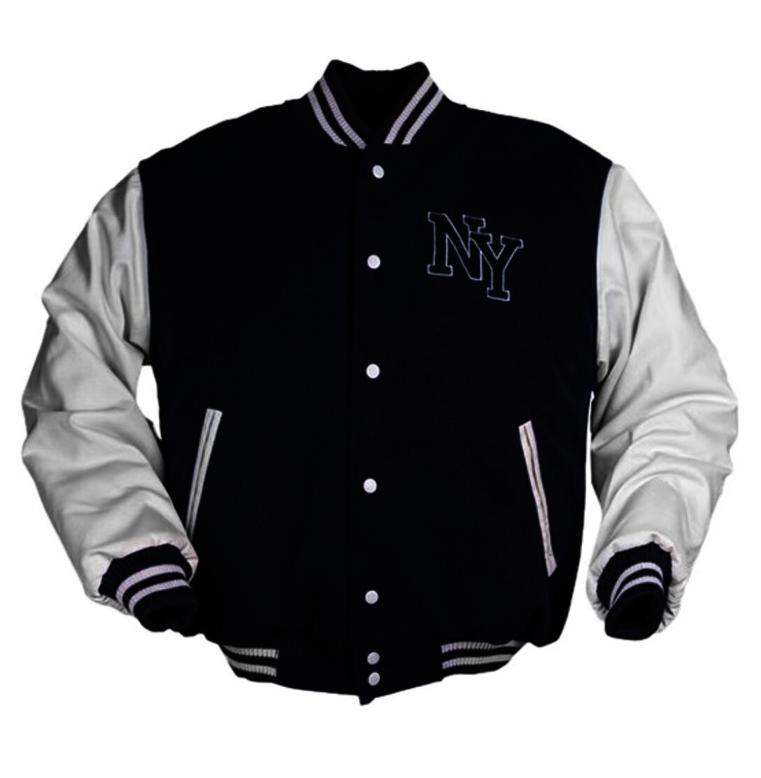 NY Baseball Jacke mit Patch, navy/weiß, Gr.XXL