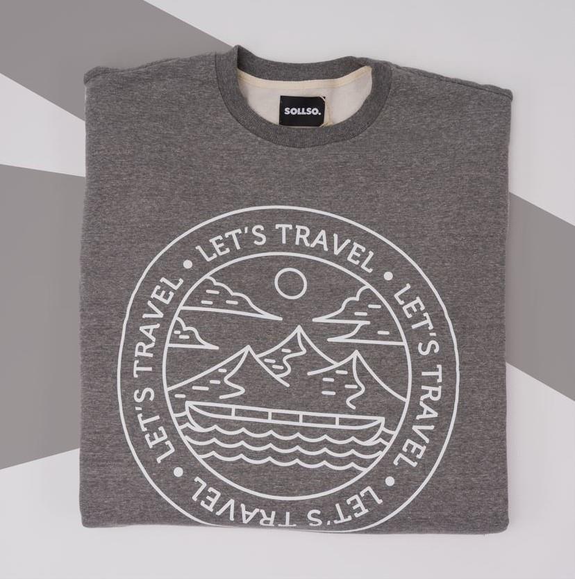 SOLLSO. Sweatshirt „Let’s Travel“, Farbe Pepper & Salt, Größe 3XL