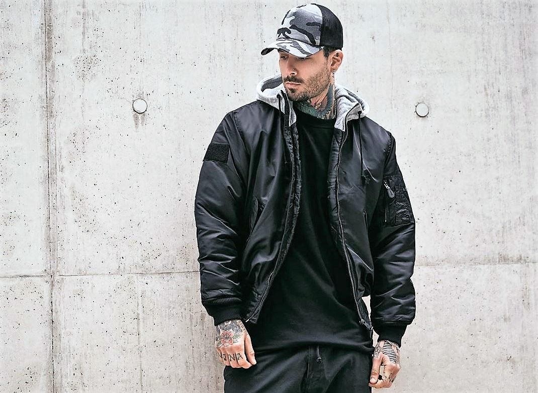 Brandit MA1 Sweat Hooded Jacket, schwarz-grau, Größe 7XL