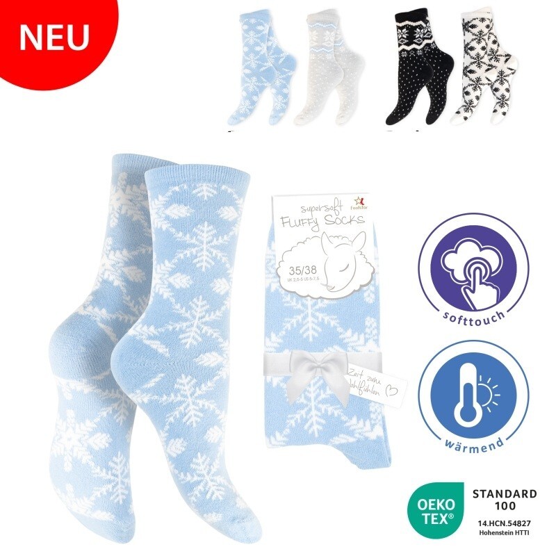Damen Flauschsocken 64020, 2 x 2er-Pack, Gr.39/42
