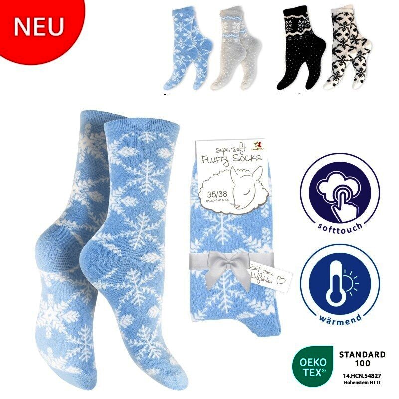 Damen Flauschsocken 64020, 2 x 2er-Pack, Gr.39/42