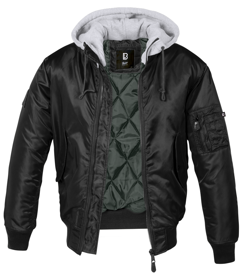 Brandit MA1 Sweat Hooded Jacket, schwarz-grau, Größe XXL