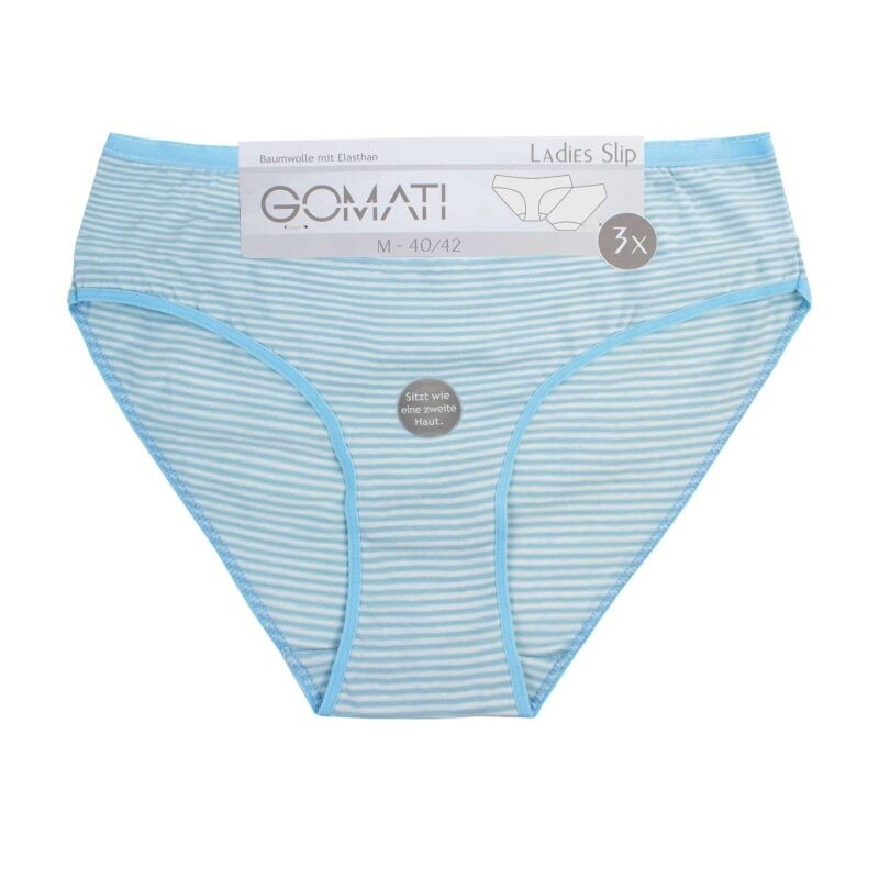 Damen Bikinislip 19115, gestreift, versch. Farben, 4 x 3er-Pack, Gr.36/38