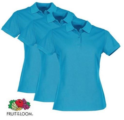 FOTL  Damen Premium-Poloshirt, 3er-Pack, azurblau, Gr.S