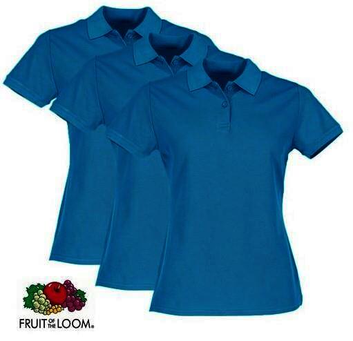 FOTL  Damen Premium-Poloshirt, 3er-Pack, azurblau, Gr.S